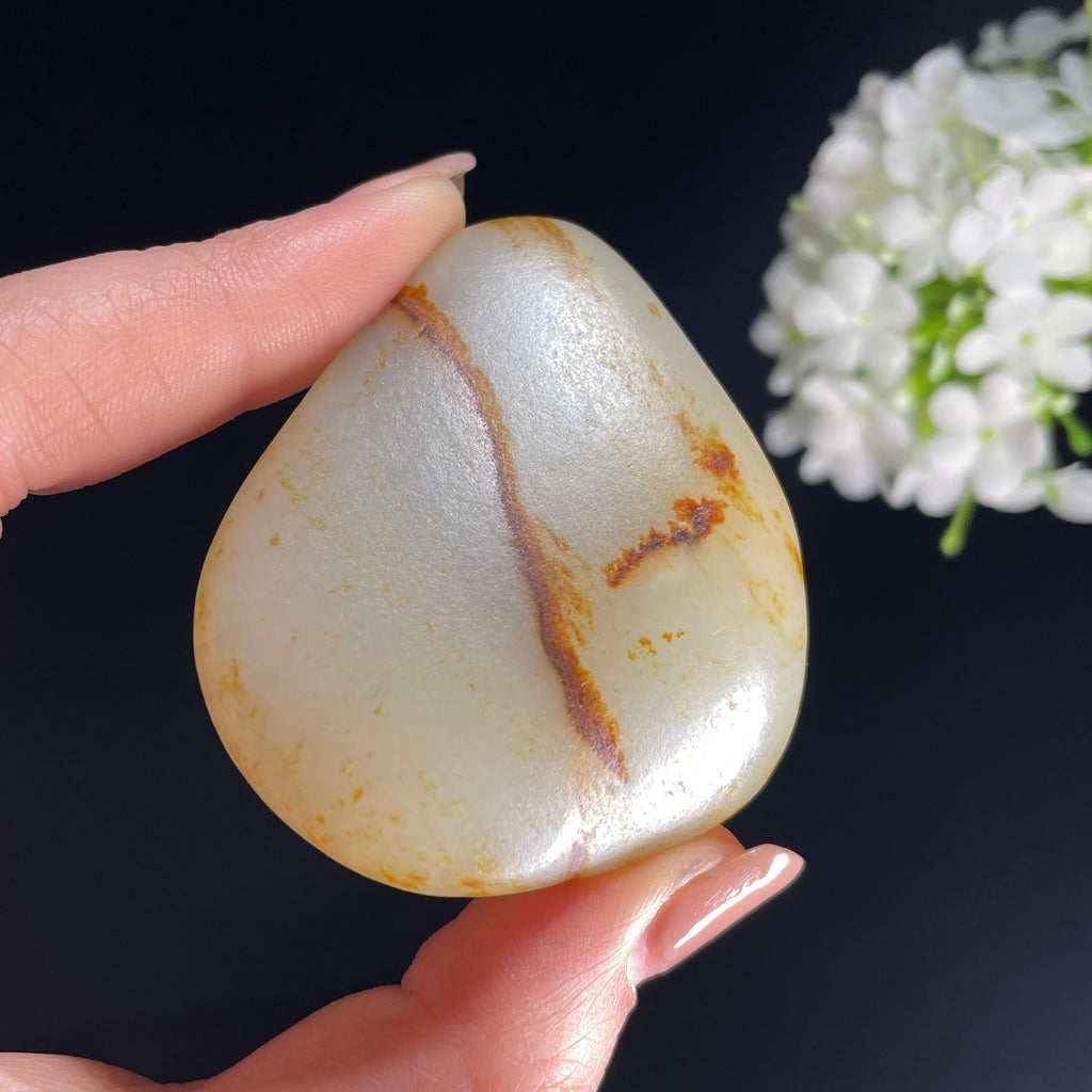 和田玉白玉“金江一线”红沁洒金皮籽料（yc386182）