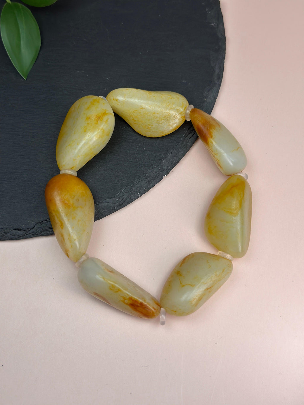 新疆和田玉珍品红皮洒金皮原籽手串（7颗）（yc750272）