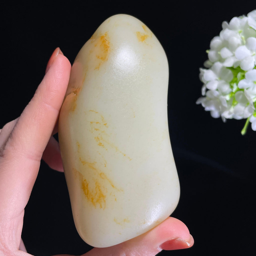 新疆天然和田玉“金缕拂霜”洒金皮籽料（yc318948）