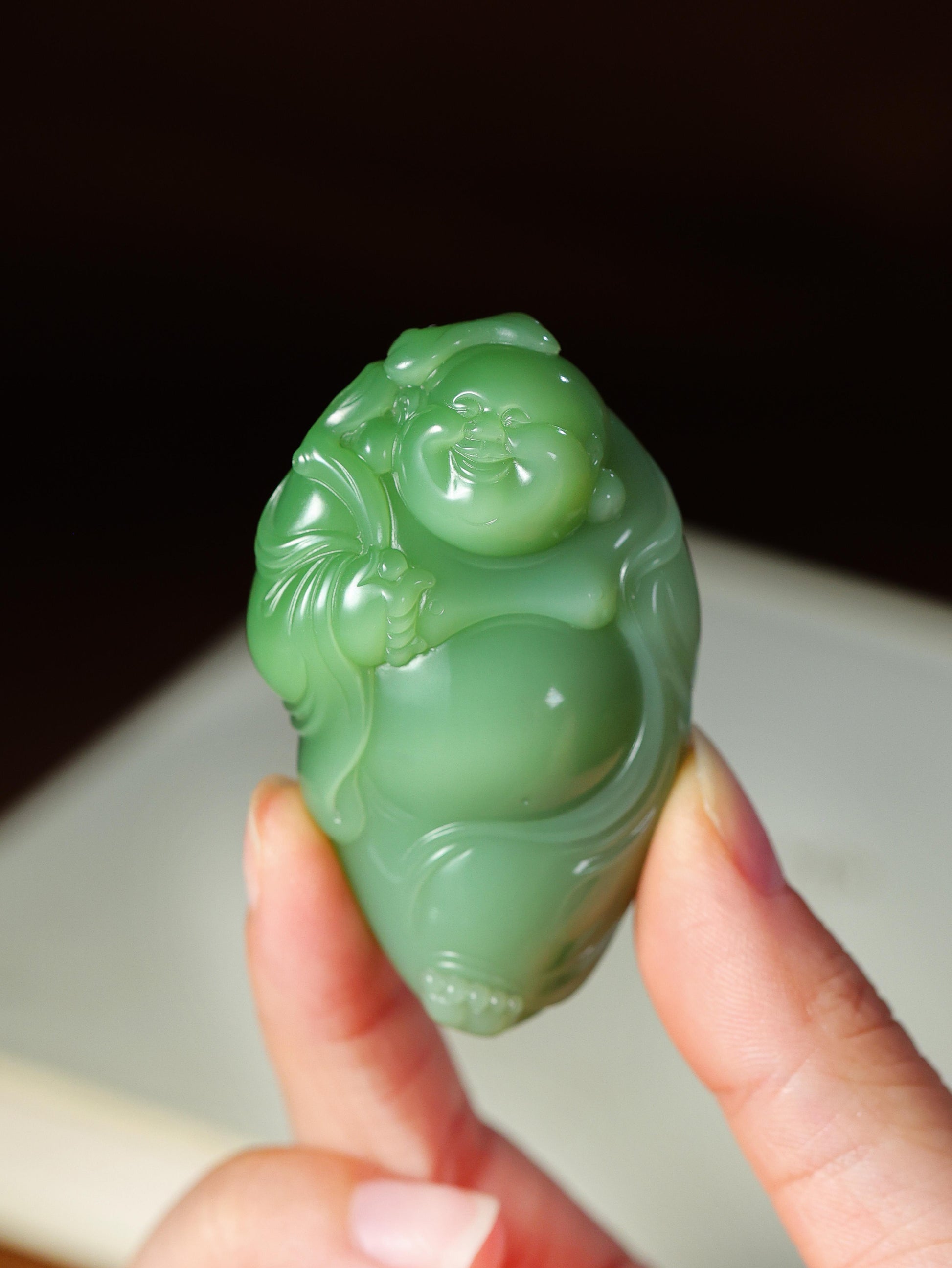 和田玉碧玉粉青佛公（yc188776）
