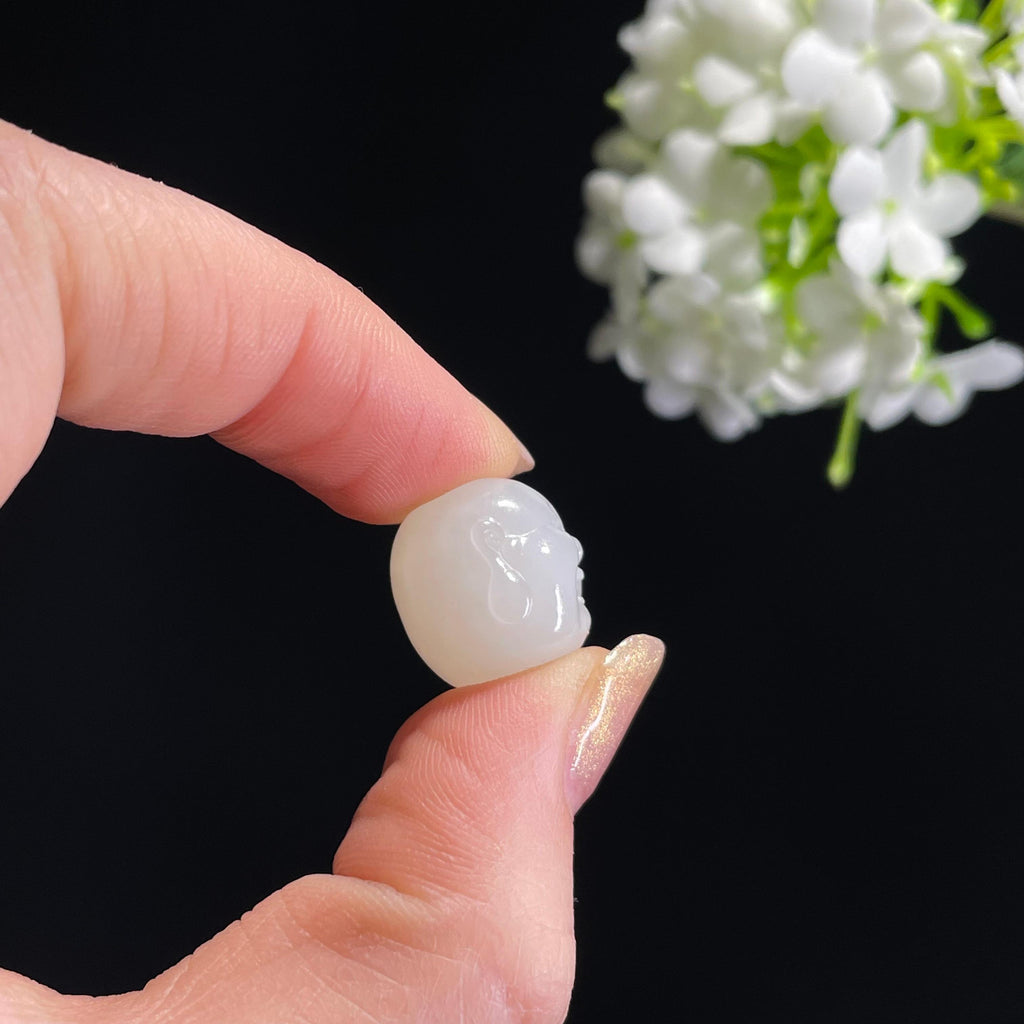 新疆天然和田玉“圆融喜乐”佛头雕刻挂件（yc313981）