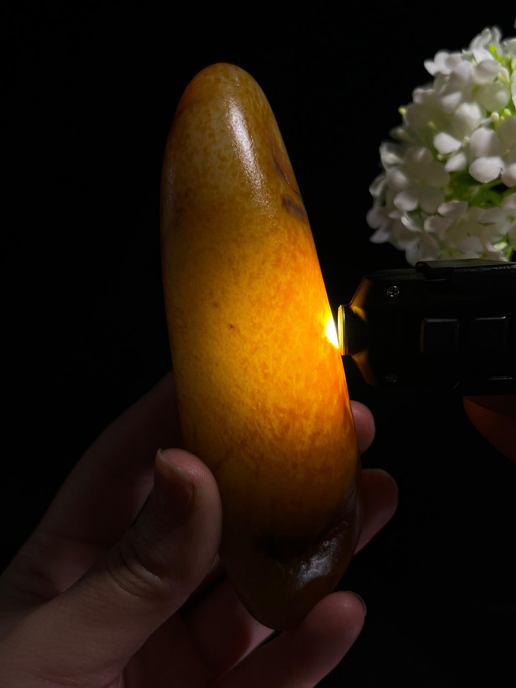 2025.11.26，和田玉老熟金包银籽料原石手把件（yc276513）