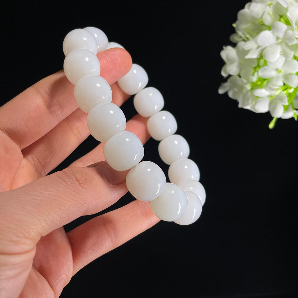 和田玉白玉老型珠手串（yc338111）