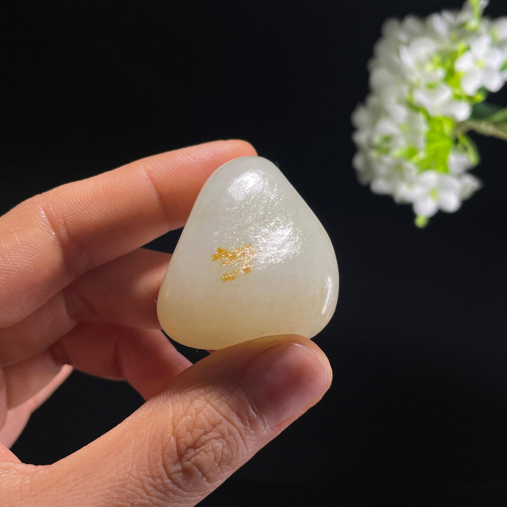 和田玉一级白“月陨金痕”洒红皮籽料（yc324365）