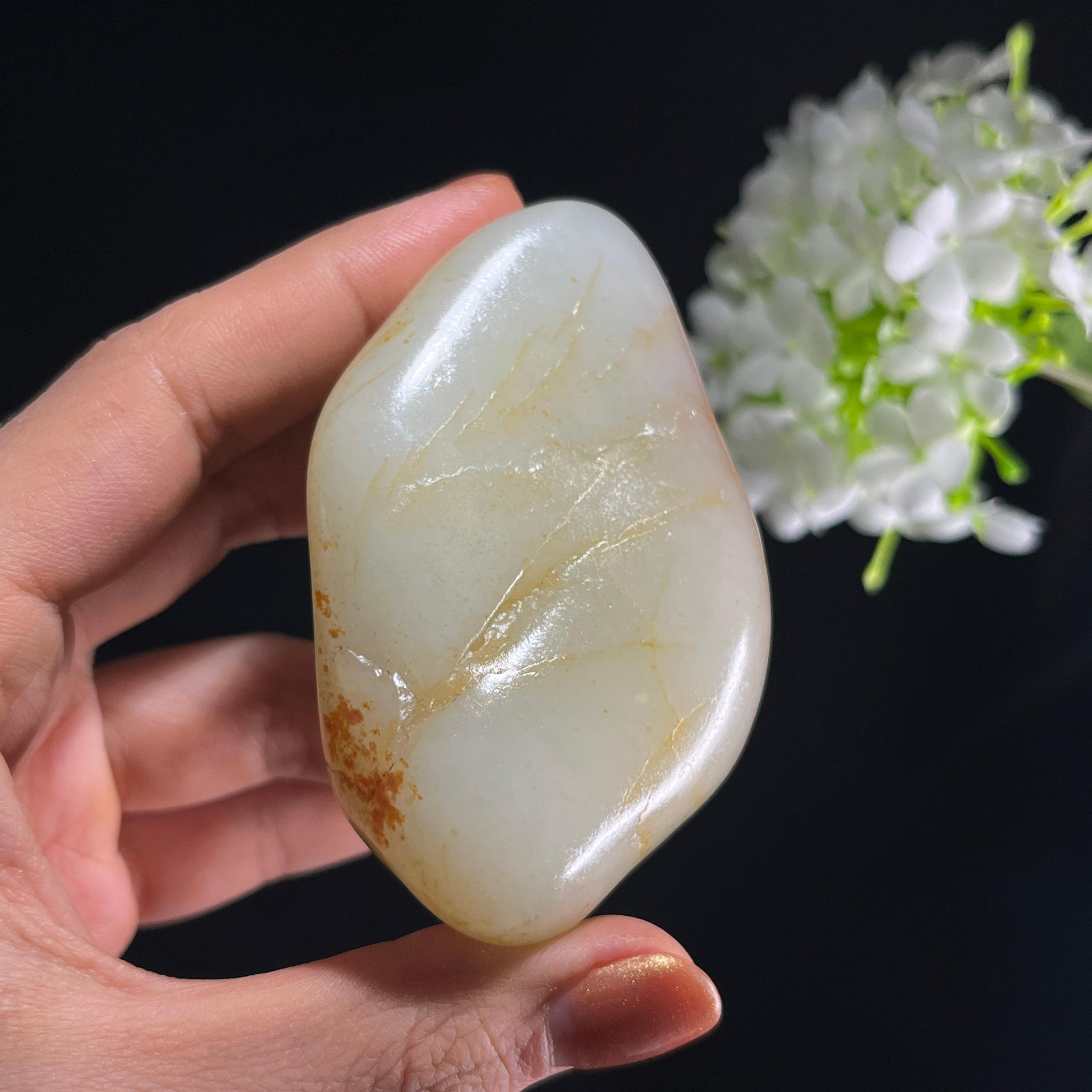 和田玉白玉“丹砂落月”聚红皮籽料（yc392607）