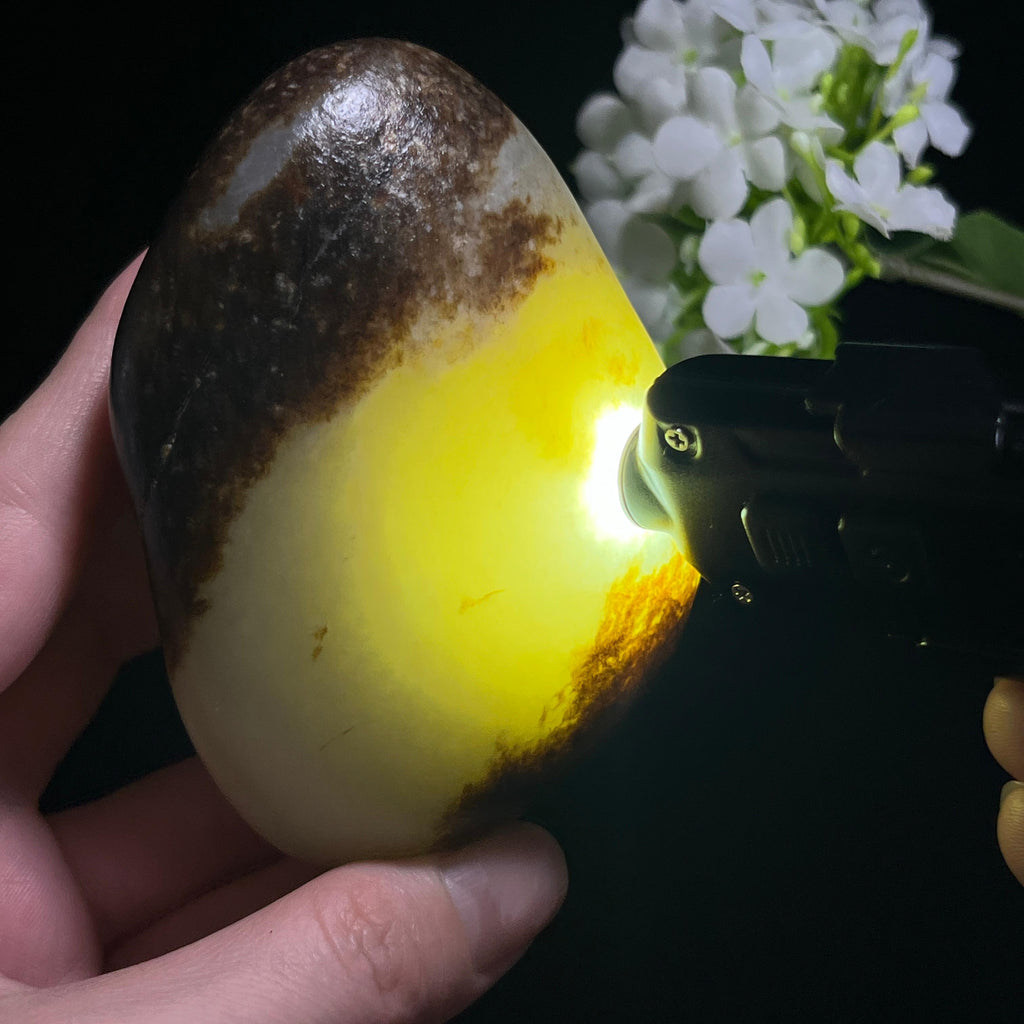 和田玉青白玉聚黑秋梨皮“云巅墨痕”籽料原石（yc310580）