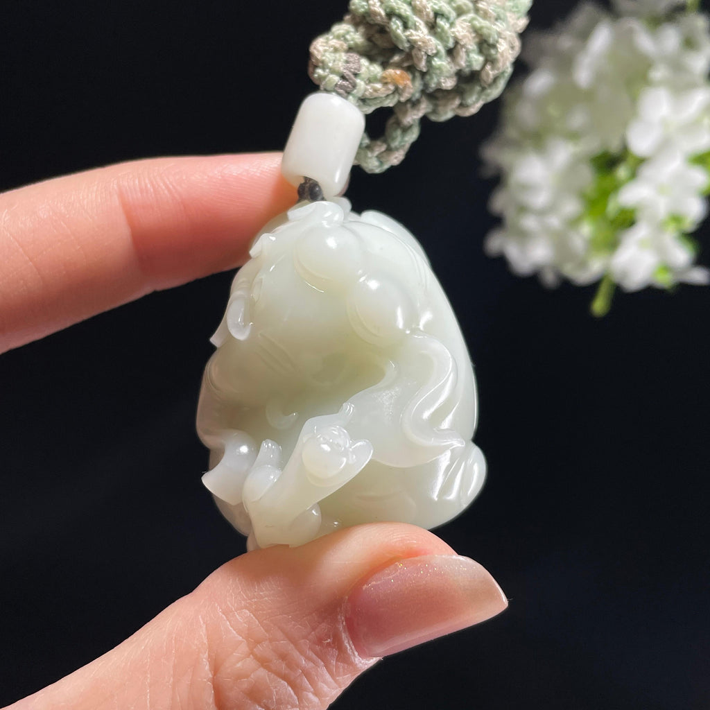 新疆天然和田玉白玉封侯拜相雕刻挂件（yc360405）
