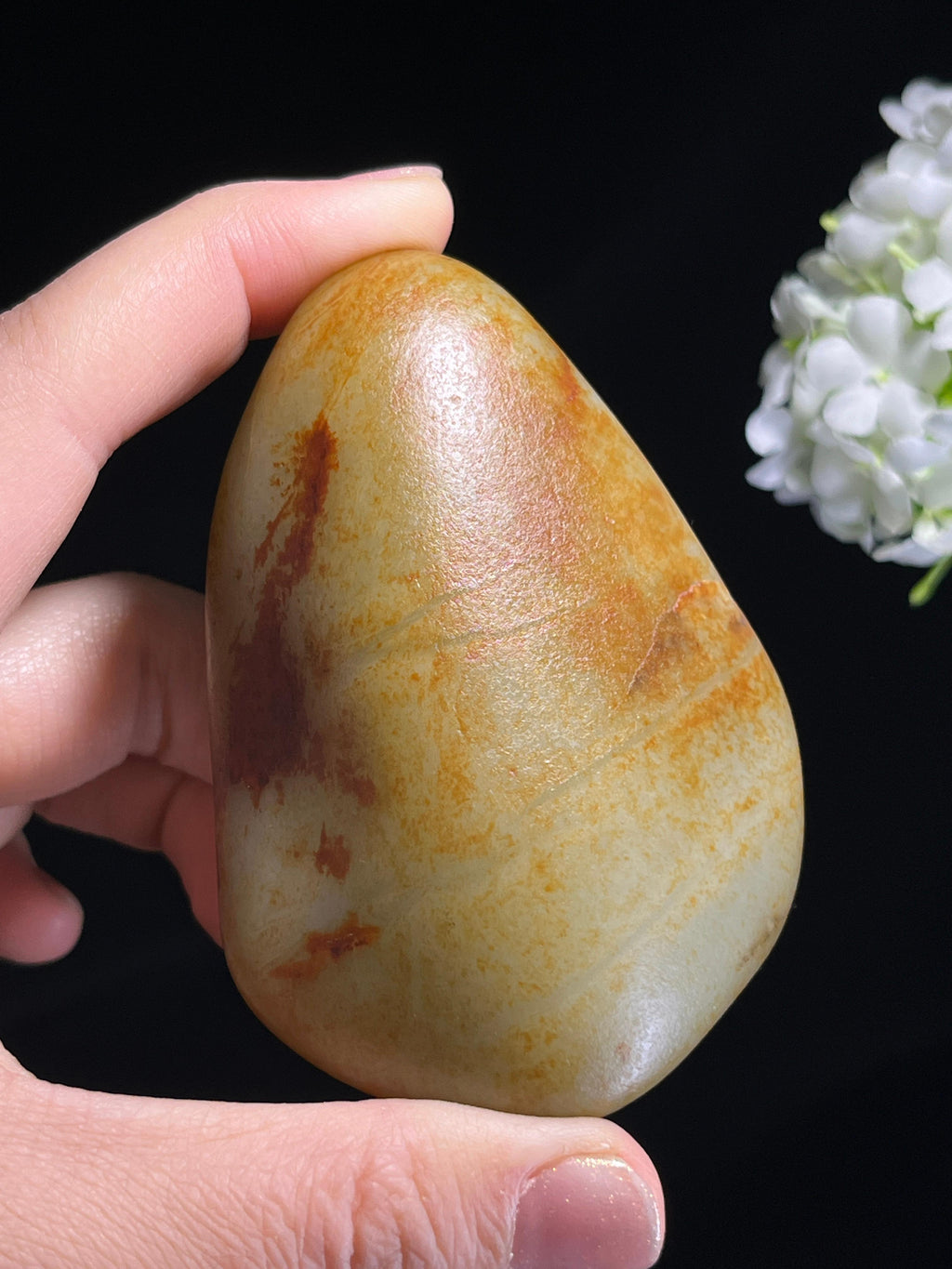 新疆天然和田玉籽料原石聚红皮手把件（yc262717）