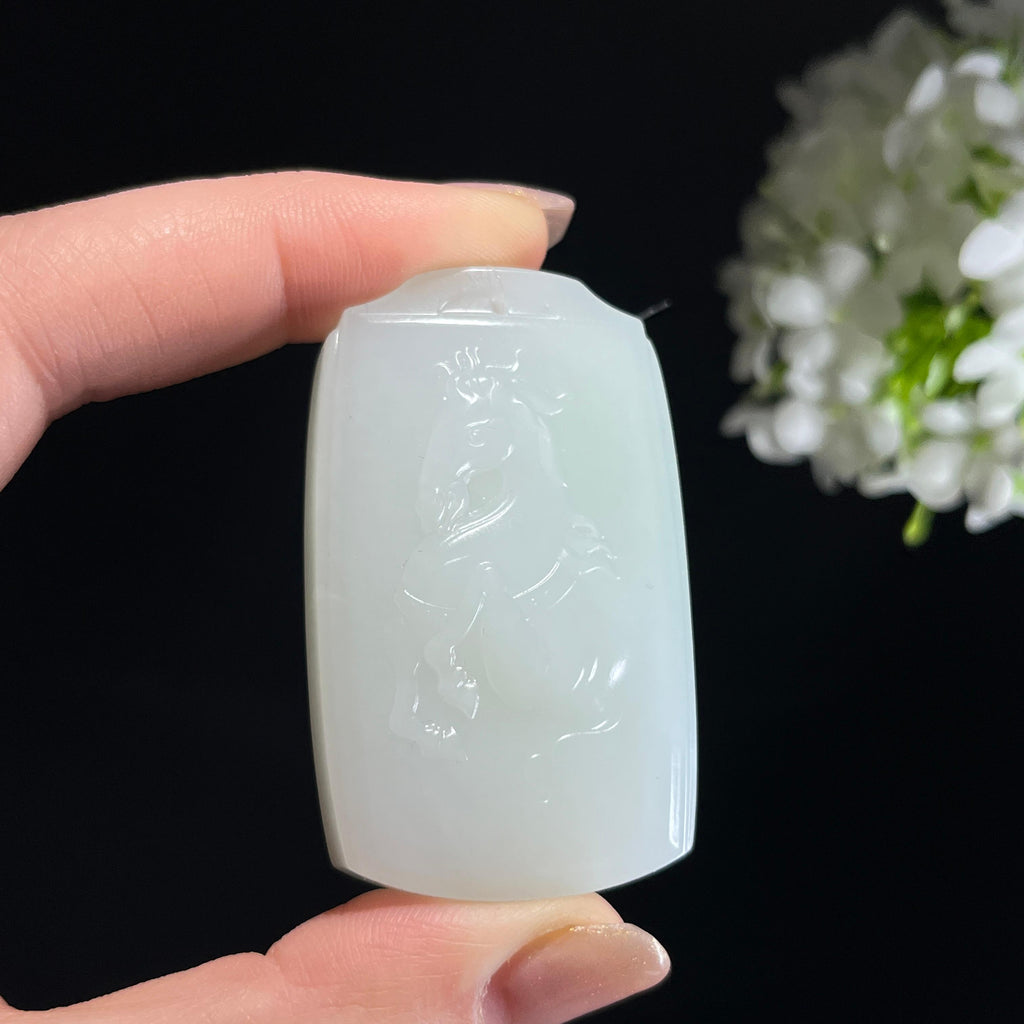 和田玉白玉“玉骢轻驰”马雕刻挂件（yc346413）