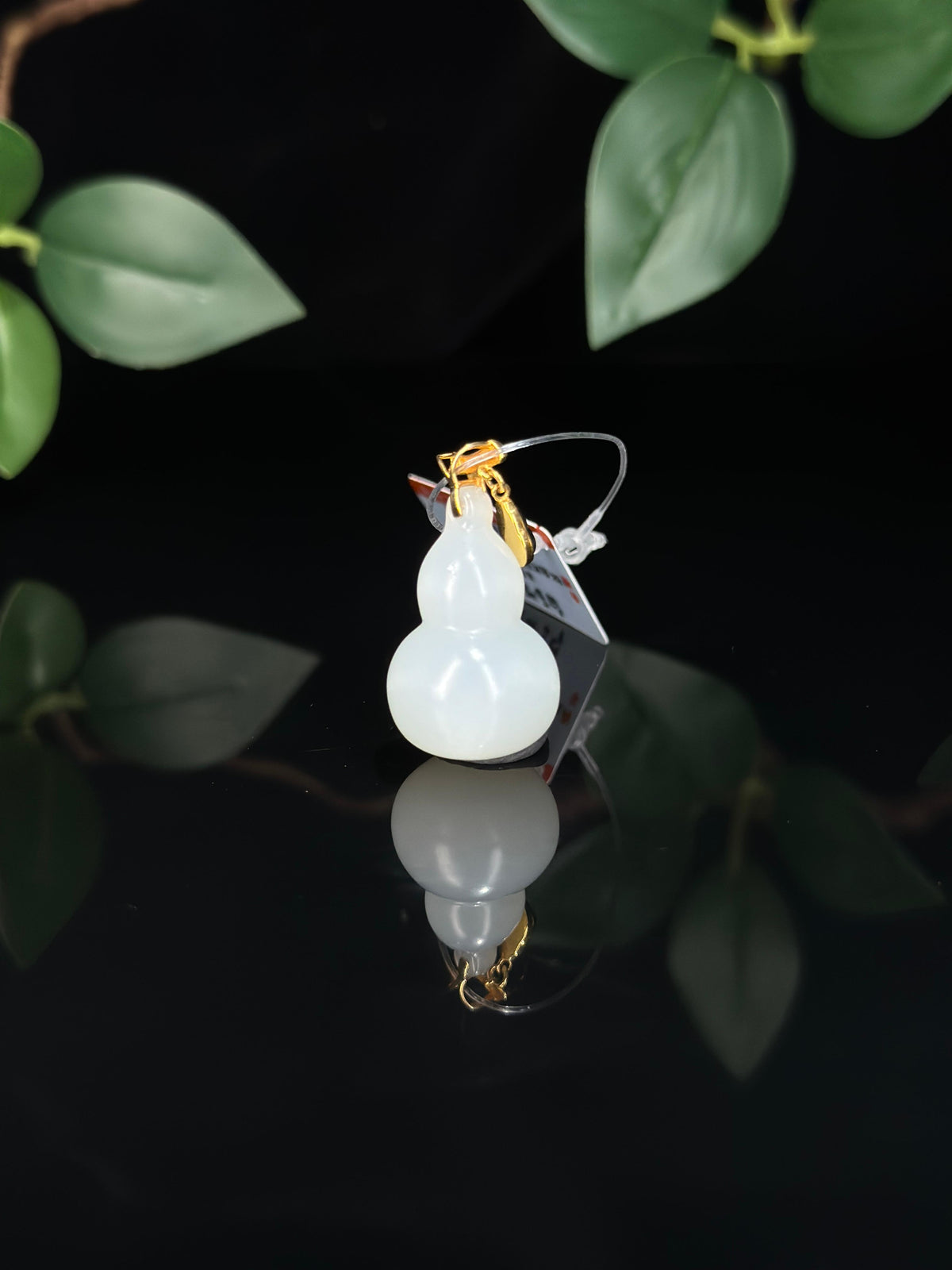 中秋特惠，18K金和田玉白玉葫芦吊坠（yc735026）