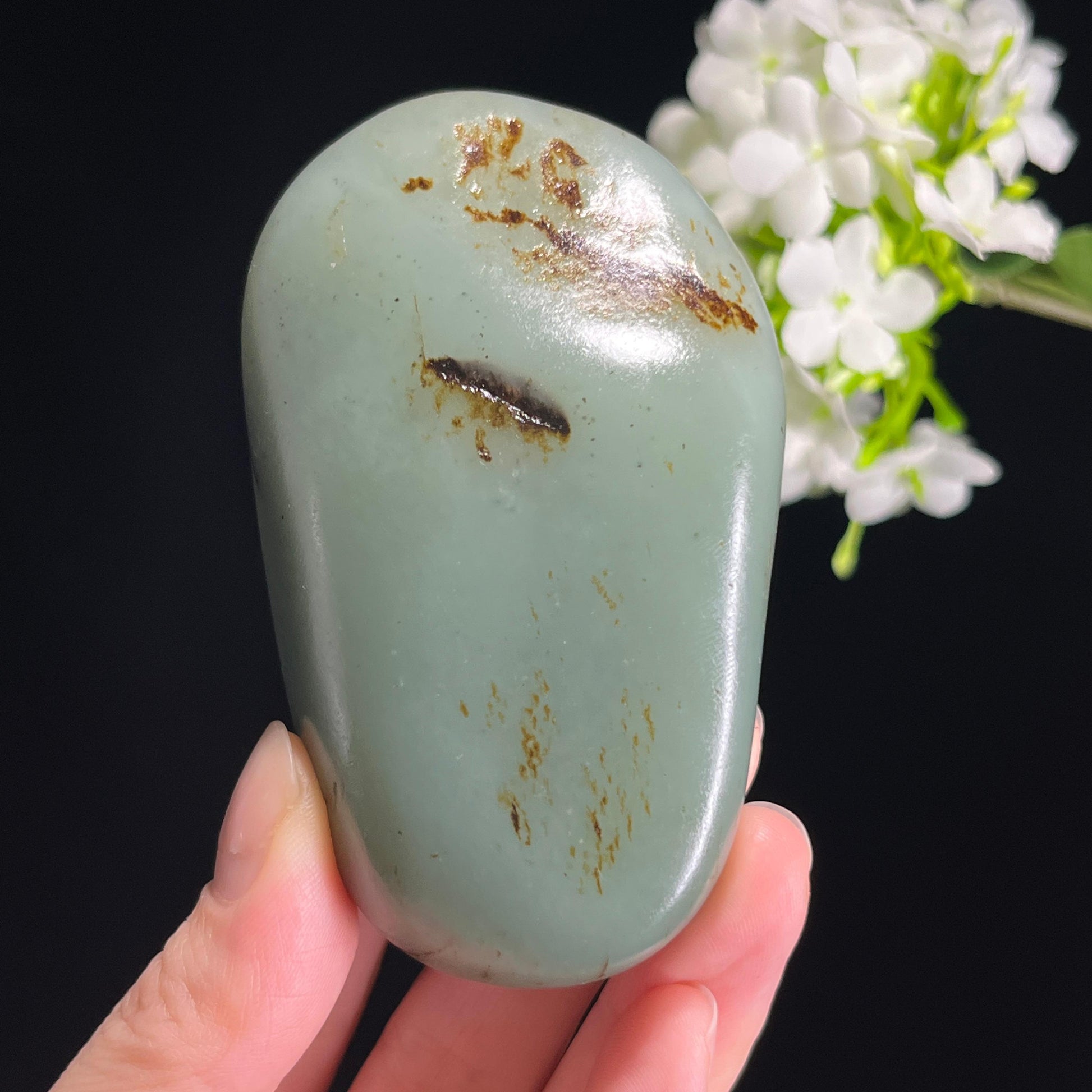 和田玉青玉秋梨皮“浅青渡秋”籽料原石（yc310660）