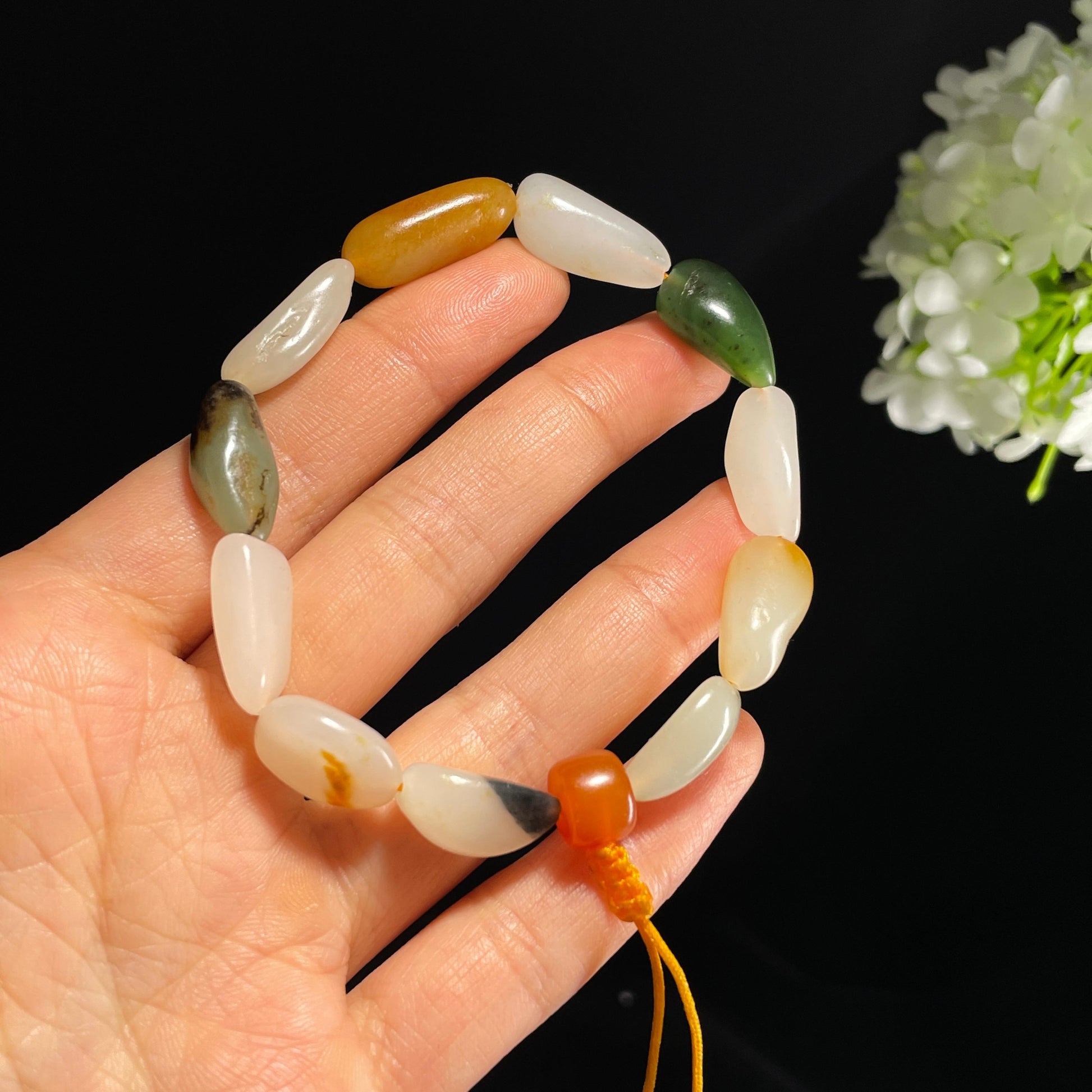 新疆天然和田玉多宝原籽手串（yc355828）