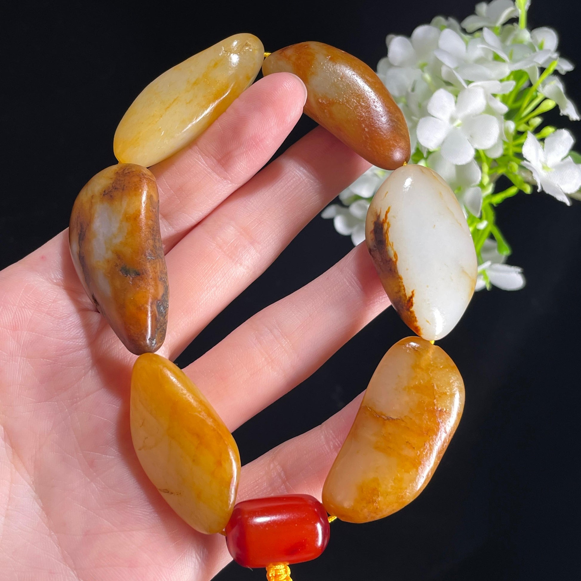 新疆天然和田玉精品原籽手串（6颗）（yc396009）