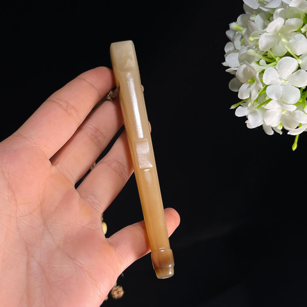 新疆天然和田玉糖玉烟嘴（yc350179）