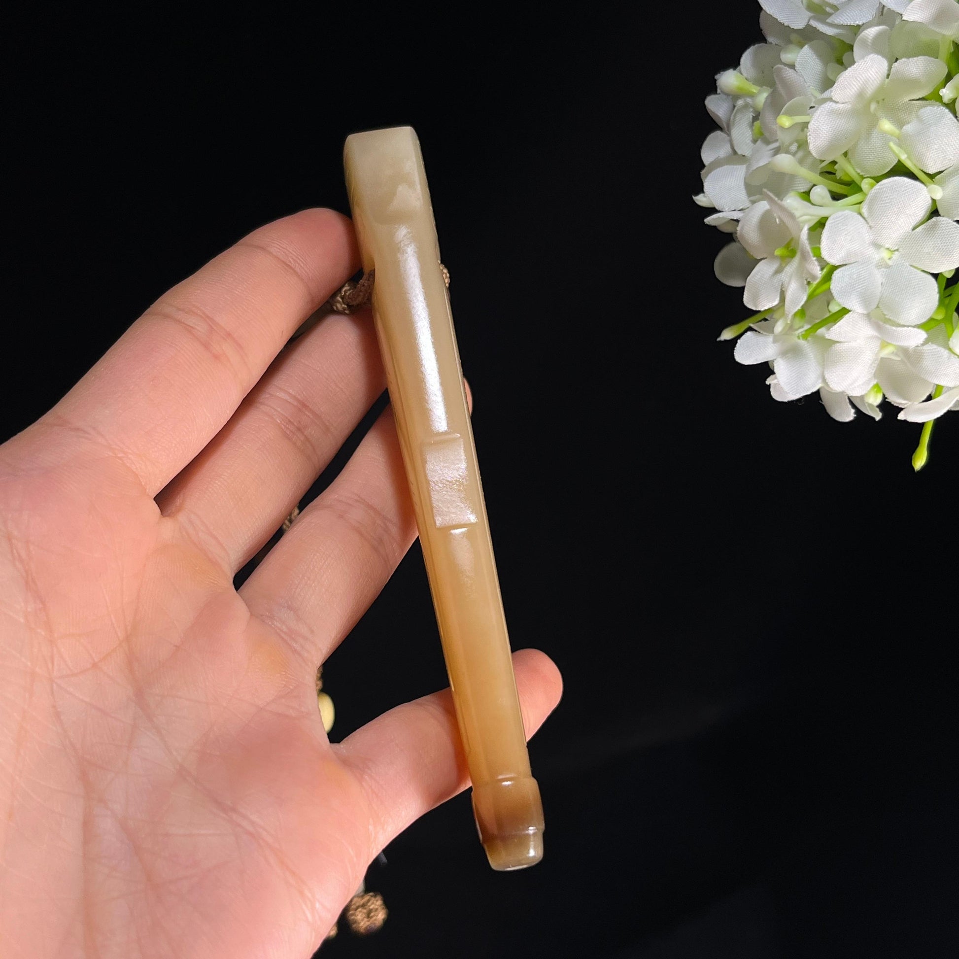 新疆天然和田玉糖玉烟嘴（yc350179）