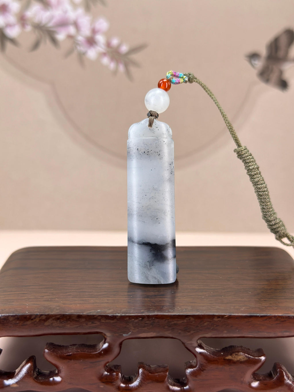 “重阳送福”和田玉青花无事牌（yc763748）