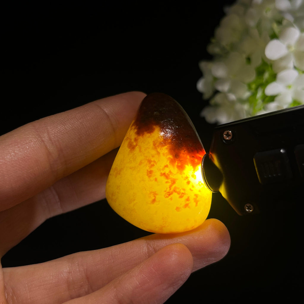 和田玉白玉“秋红洒金”聚红洒金皮籽料（yc349684）