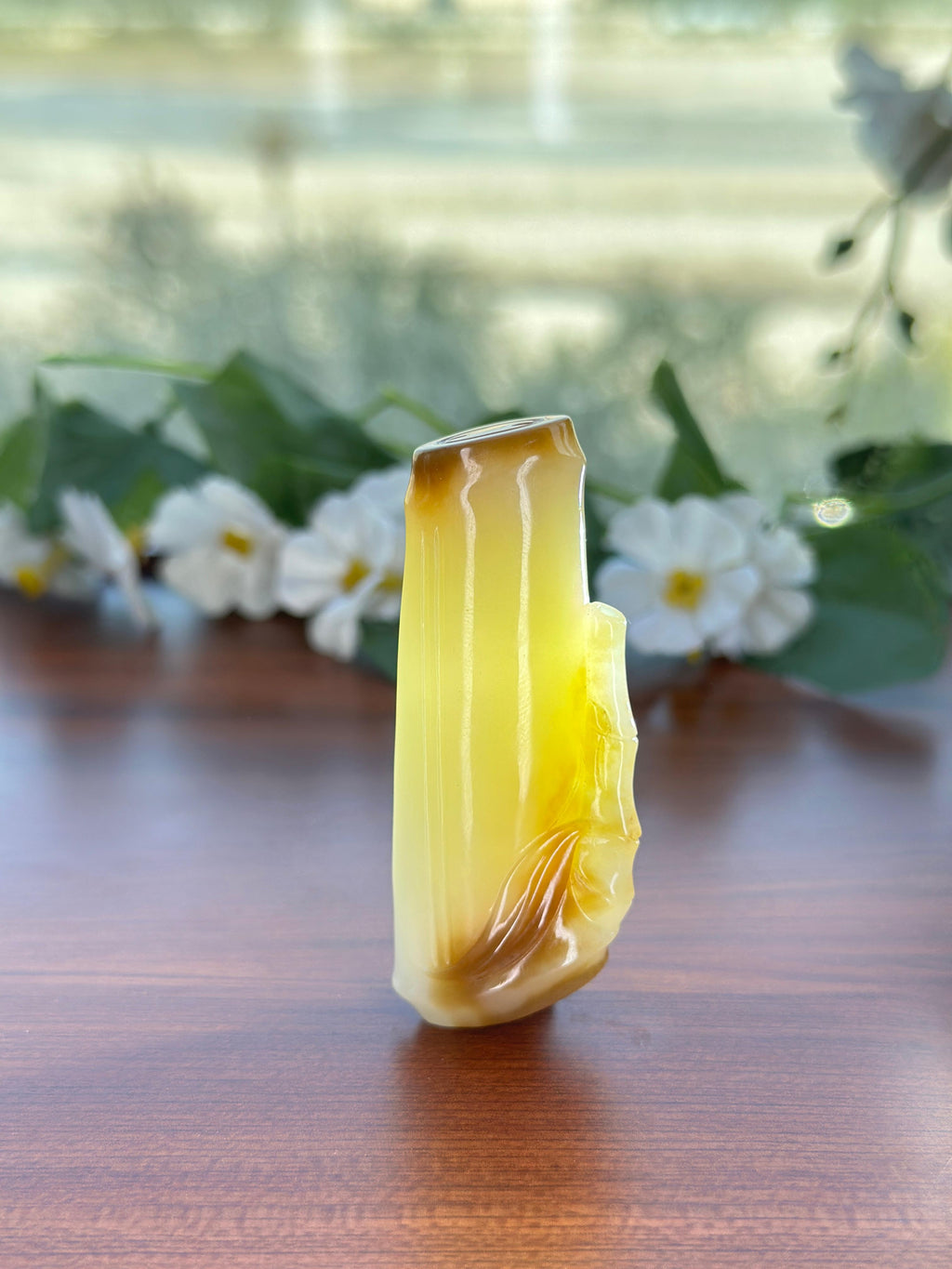 和田玉糖白竹节挂件（yc703526）