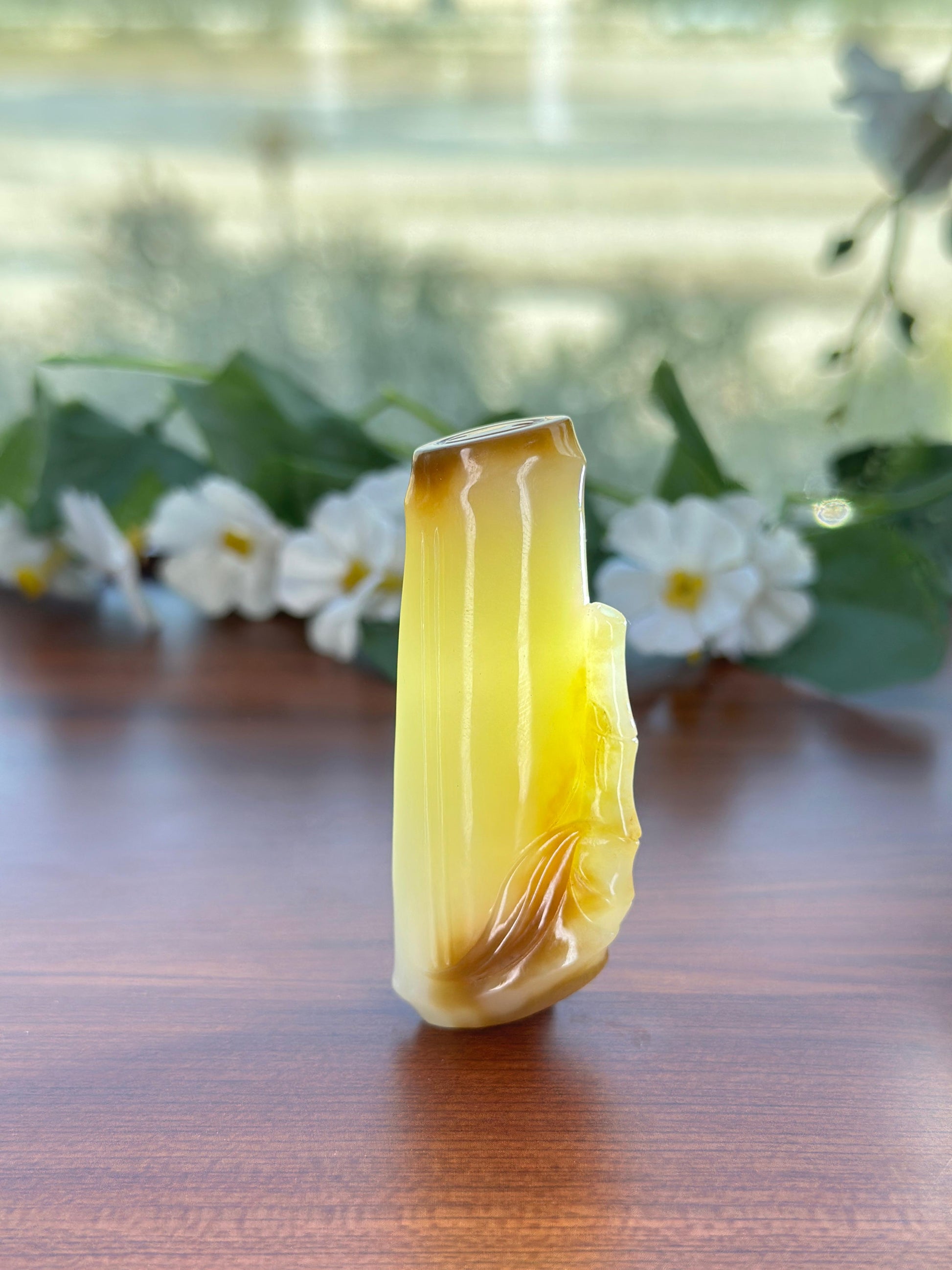 和田玉糖白竹节挂件（yc703526）