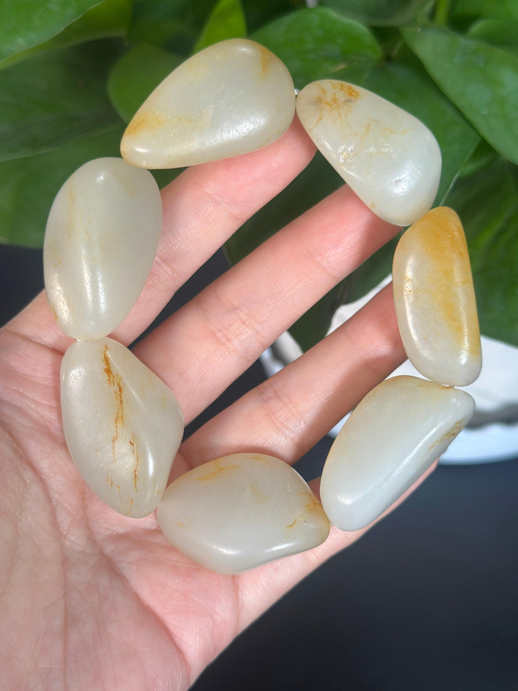 和田玉.籽料洒金皮原籽手串（7颗）（yc787435）