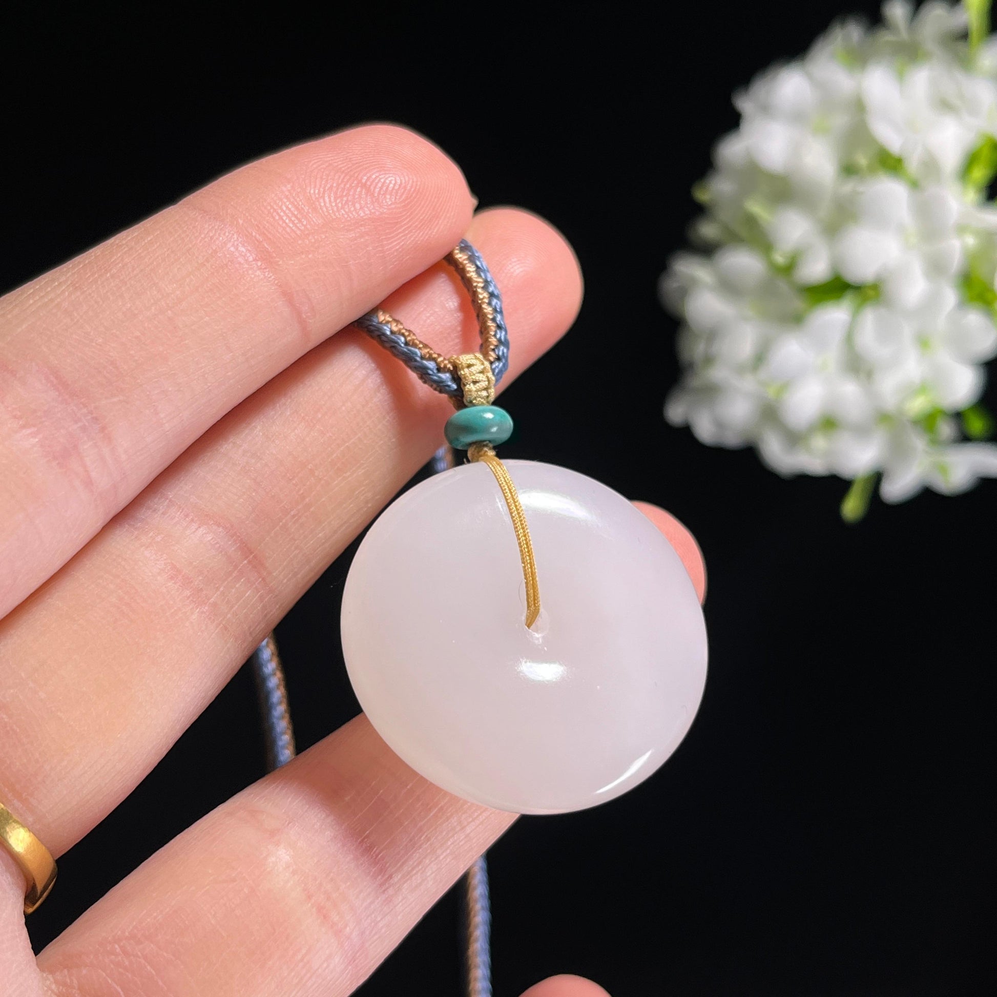 和田玉白玉冰透莹润平安扣（yc303428）