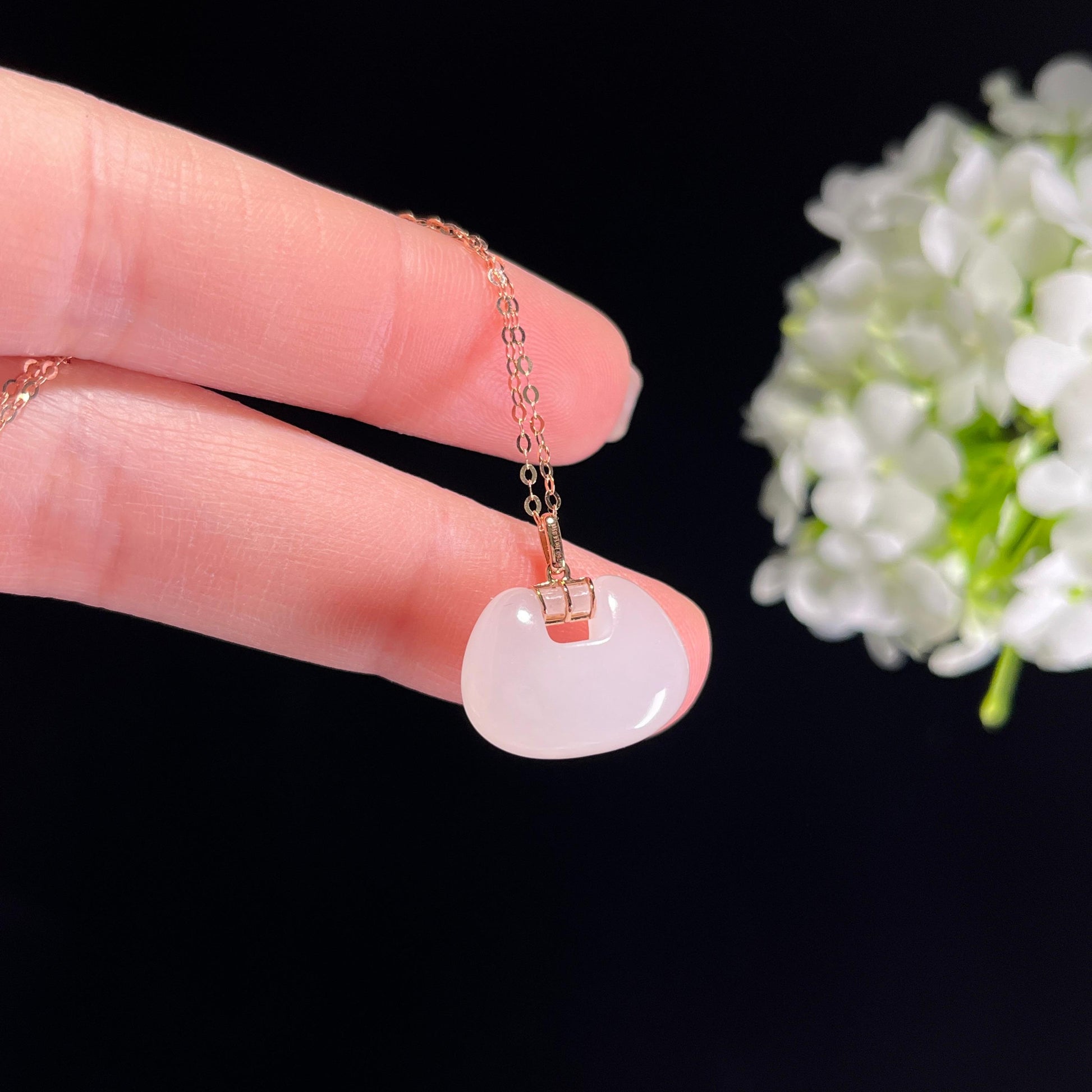 新疆天然和田玉羊脂白玉18K金镶平安锁（yc351496）