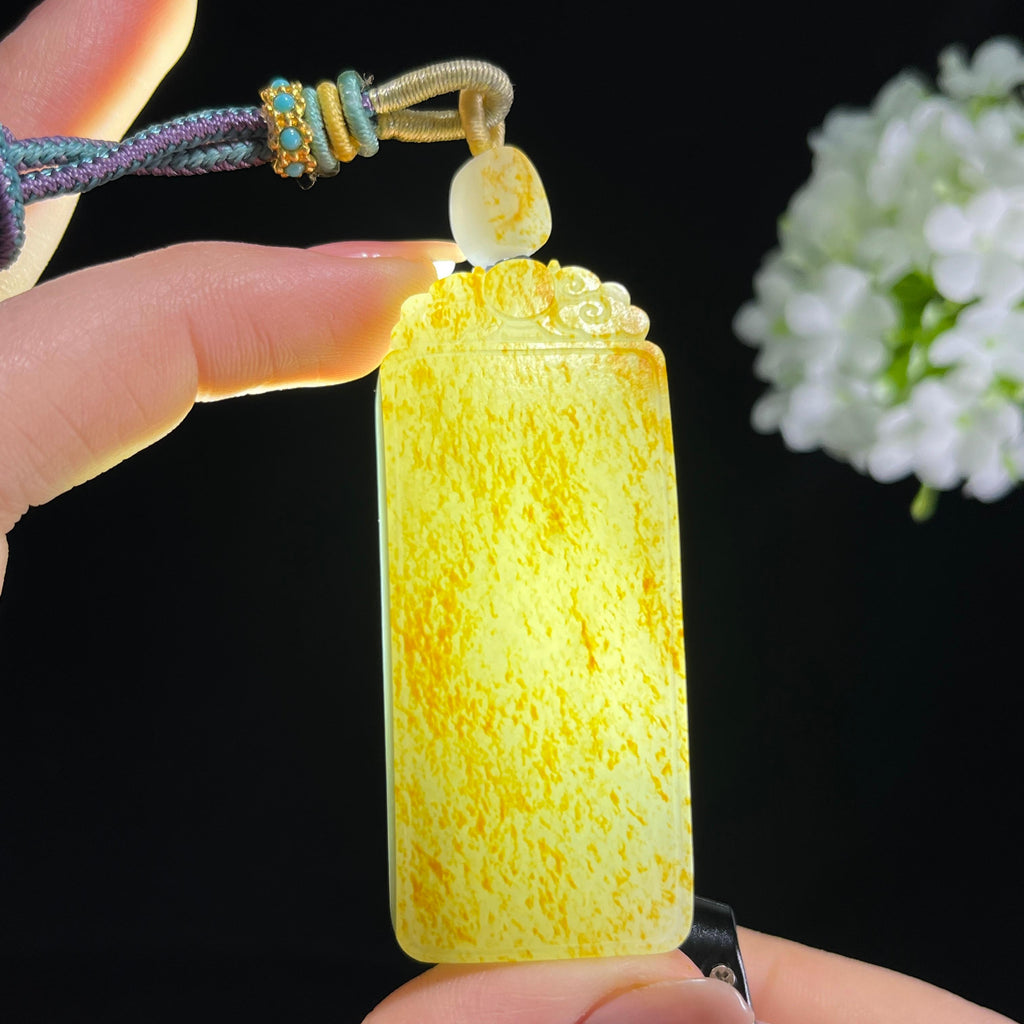 和田玉白玉满皮洒金籽料无事牌（yc372600）