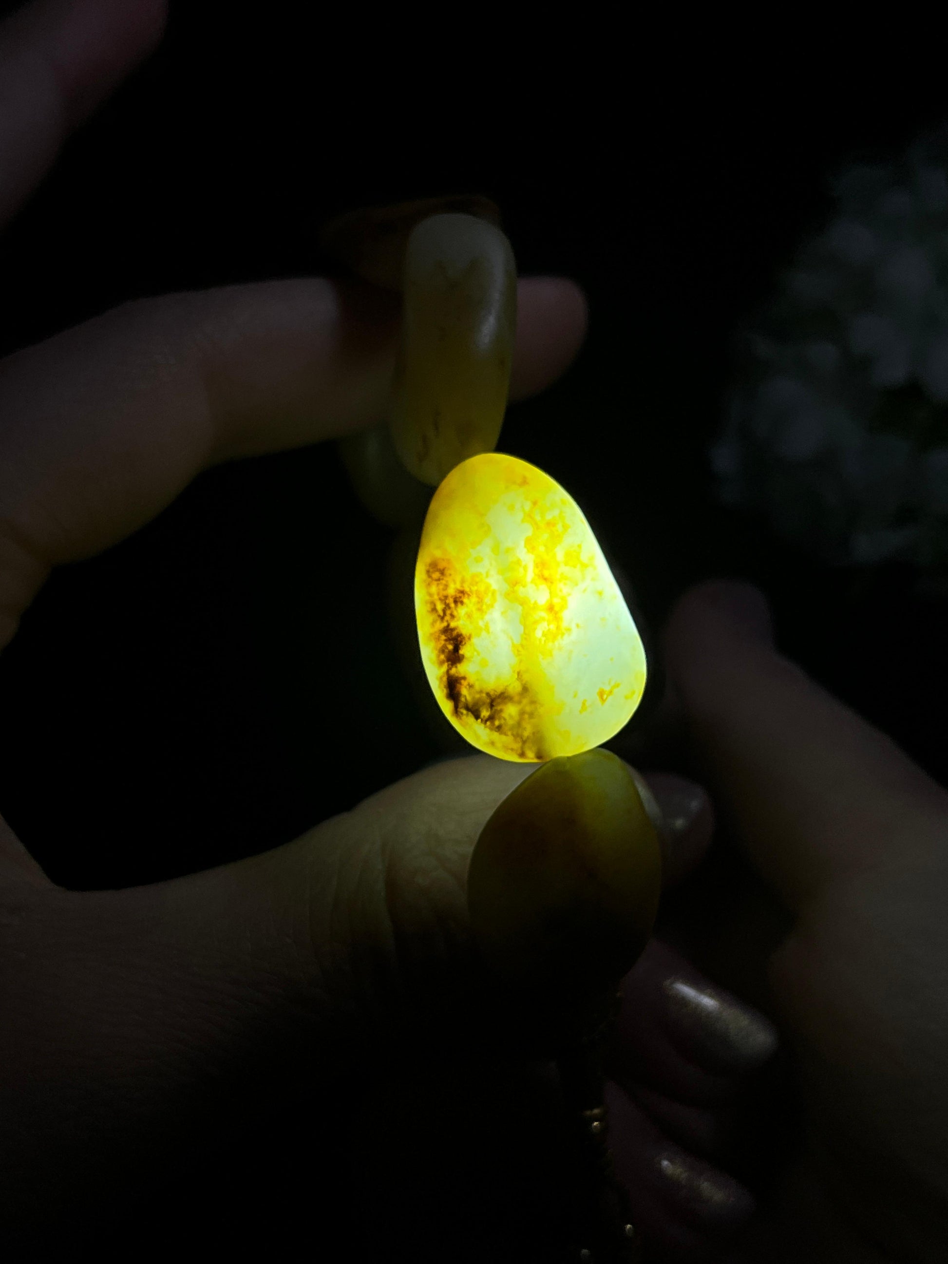 新疆天然和田玉籽料原石洒金皮18k金镶玉手串2（yc262638）