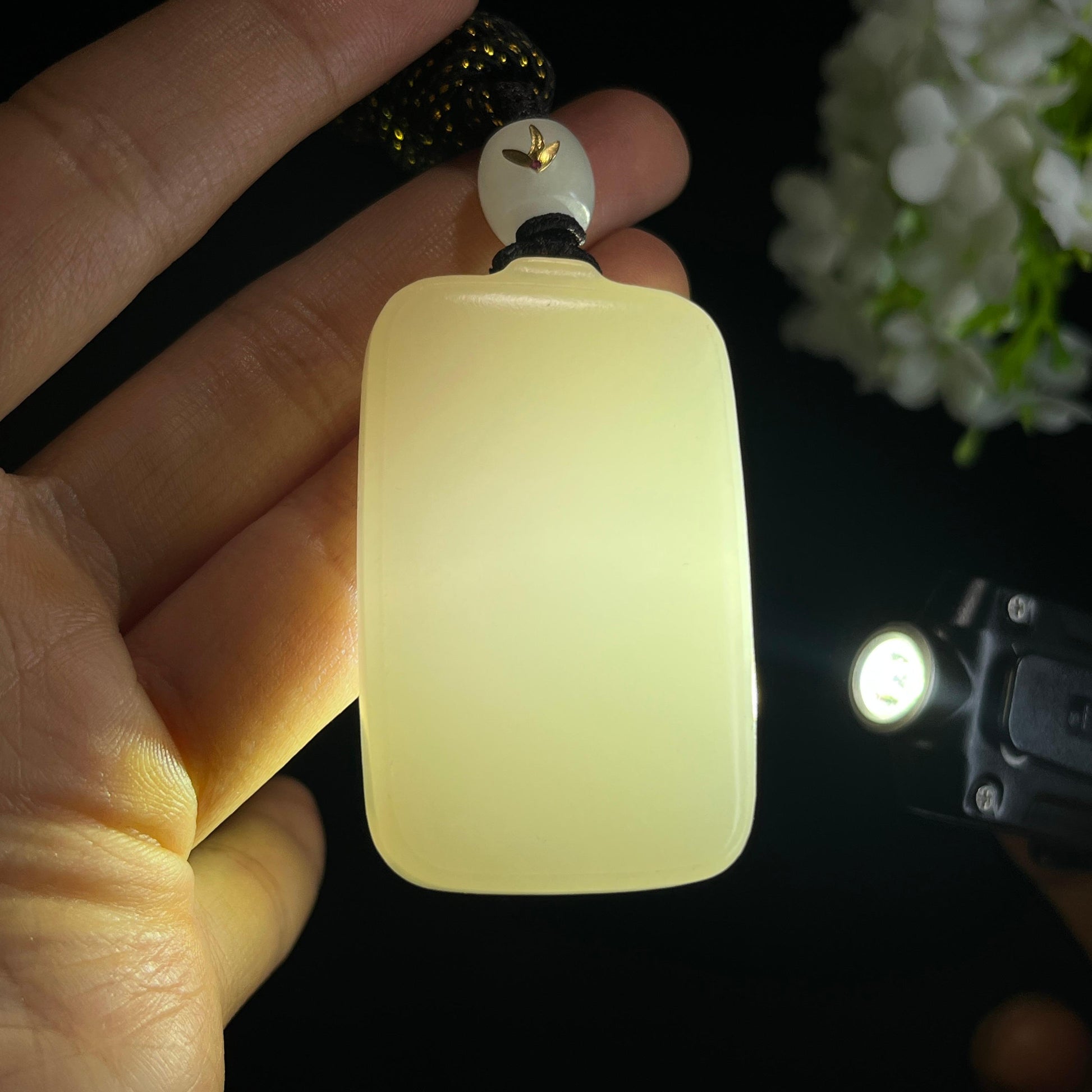 新疆天然和田玉羊脂白玉无事牌（yc349420）