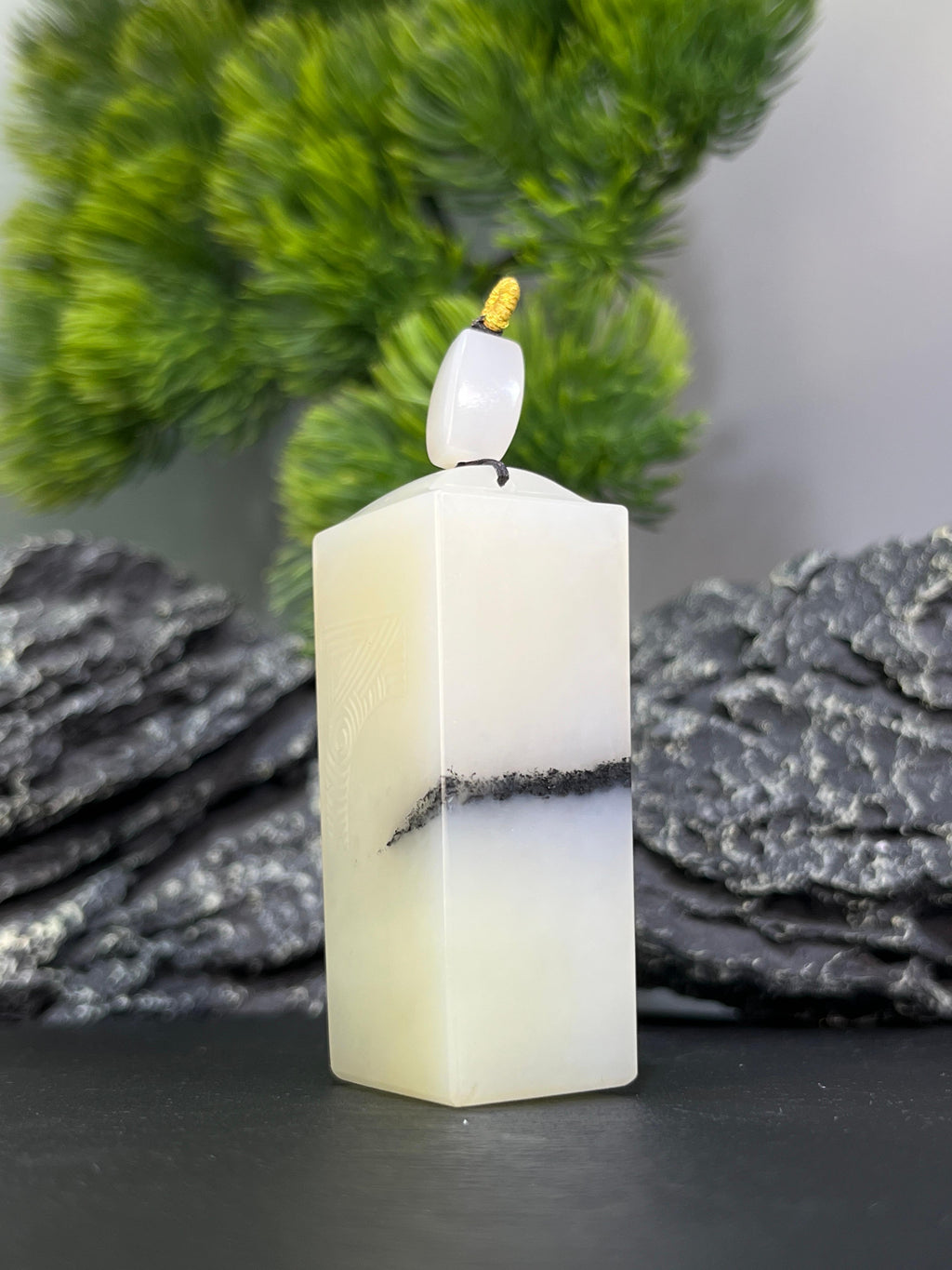 和田玉高青白带青花吊坠2（yc228765）