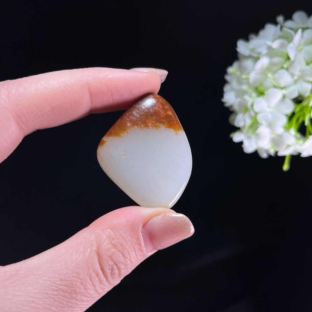 和田玉白玉“玉顶霞光”洒金皮聚红皮籽料（yc350846）