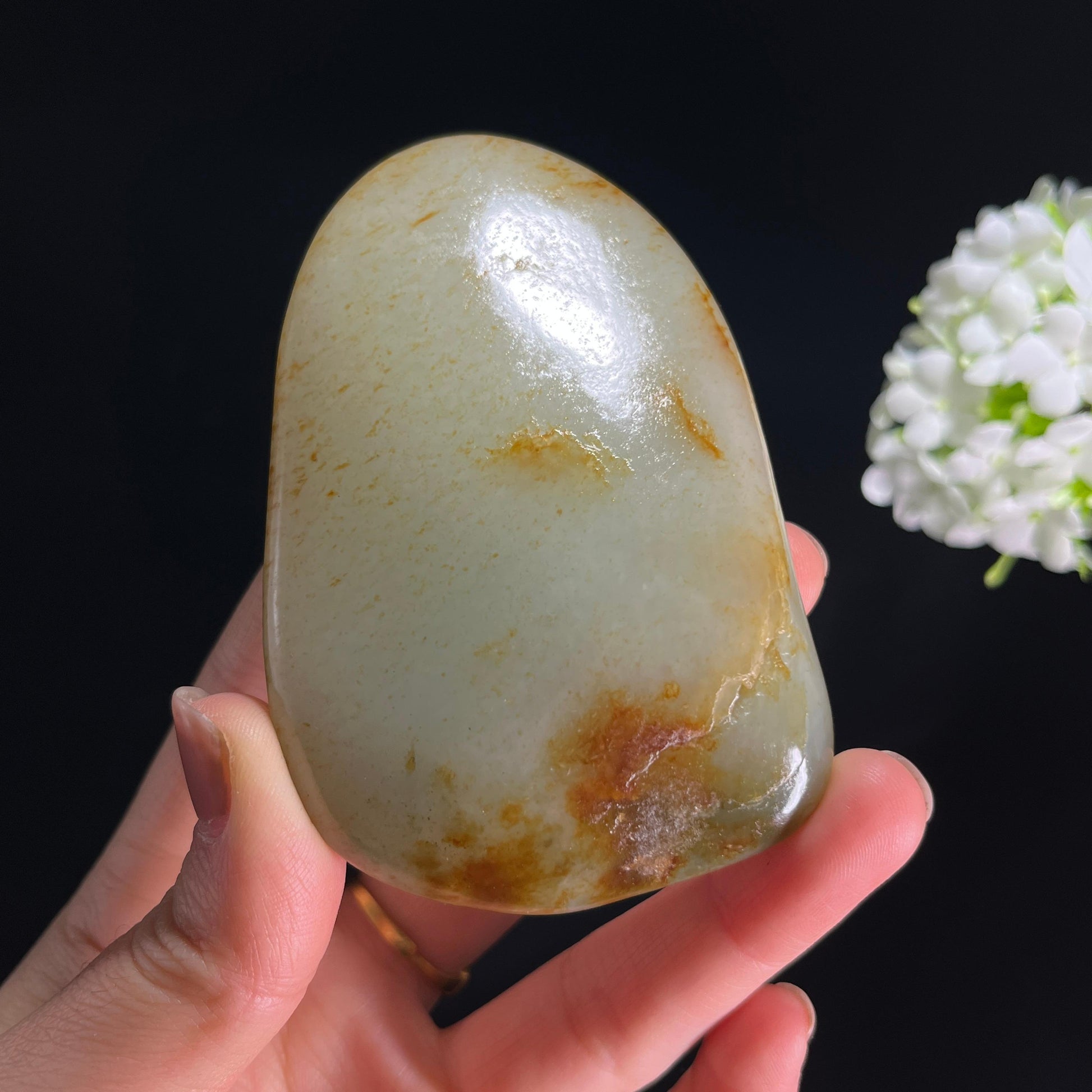 和田玉带青花青白玉洒金皮“清墨金韵”籽料原石（yc286052）