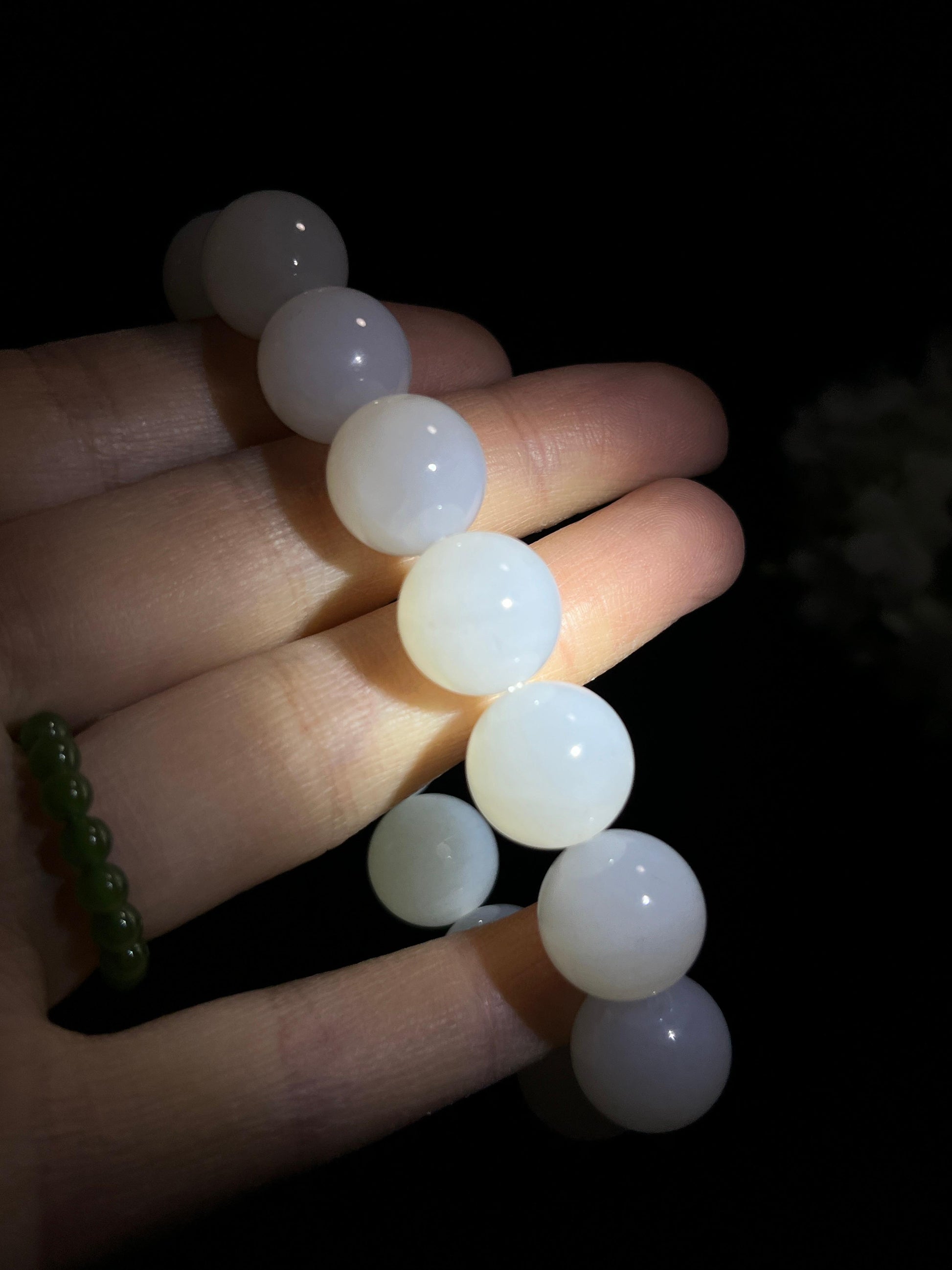 新疆天然和田玉白玉圆珠手串（yc258306）