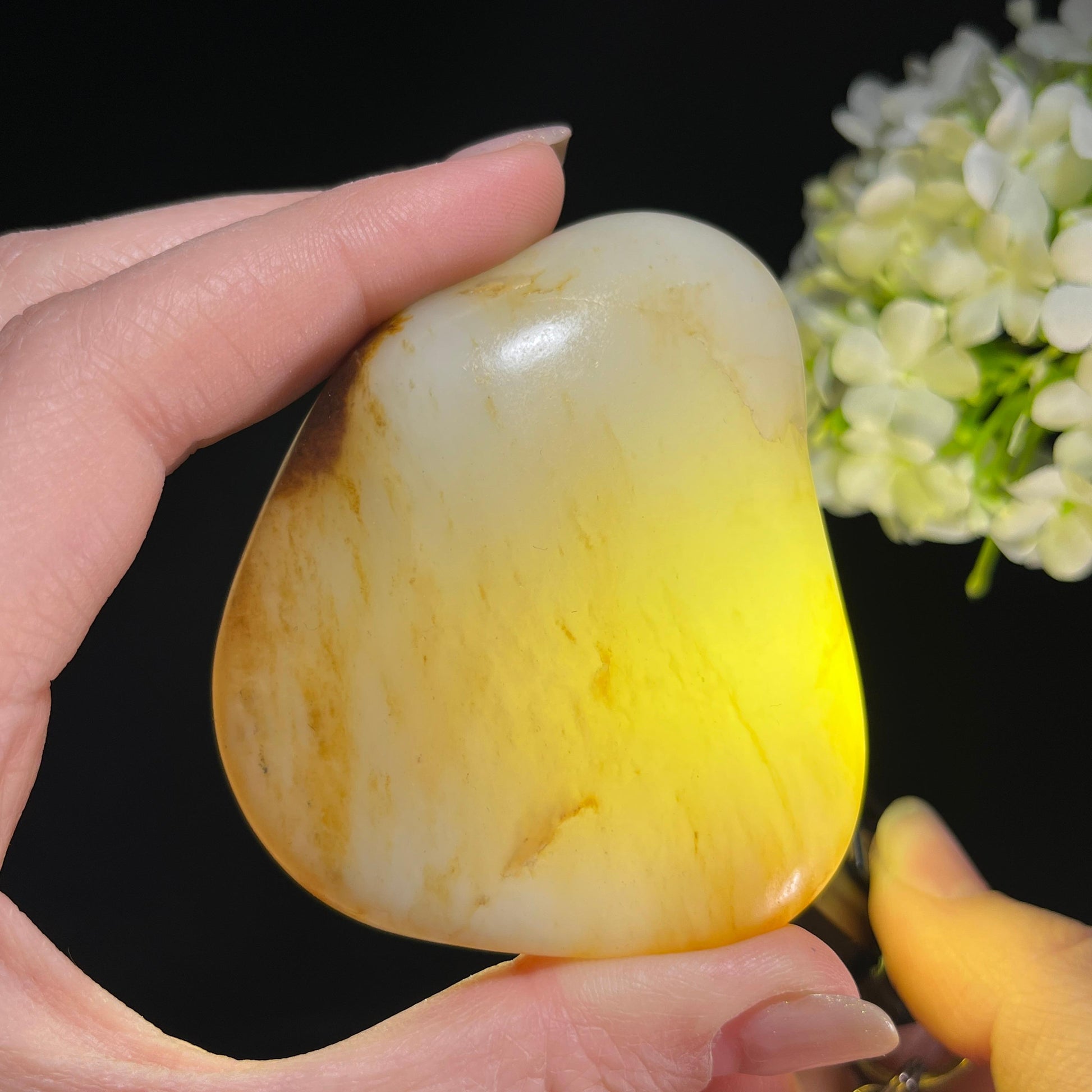 和田玉白玉“金纹暮云”褐皮洒金皮籽料（yc350457）