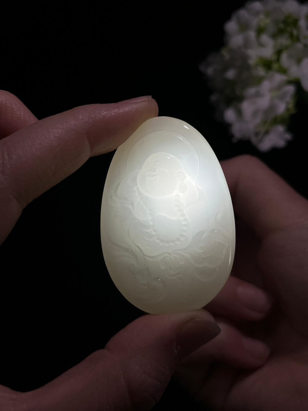 和田玉弥勒佛雕刻挂件（yc257300）