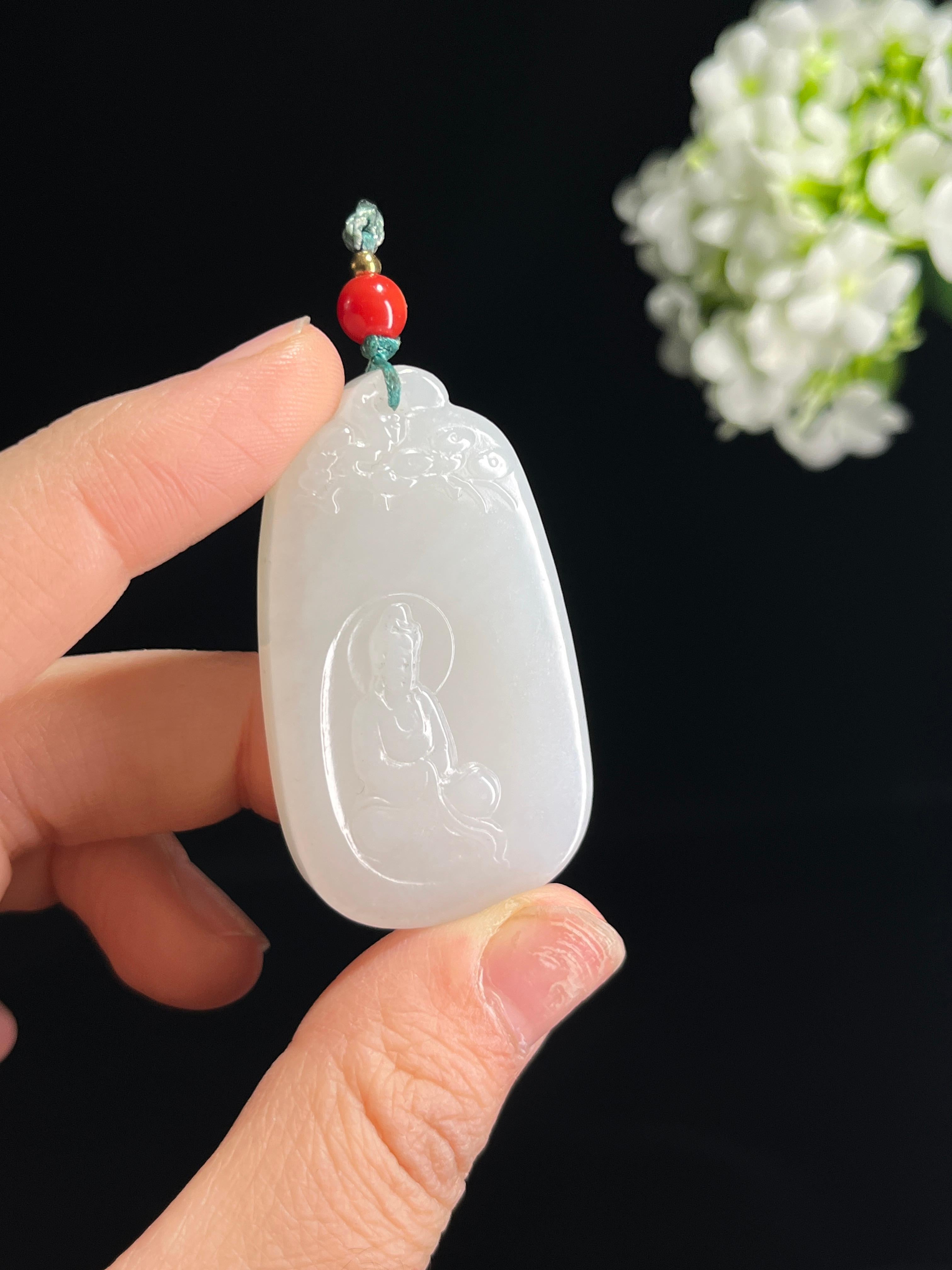 和田玉白玉“玉润慈心”观音雕刻挂件（yc257304） – 添福玉器