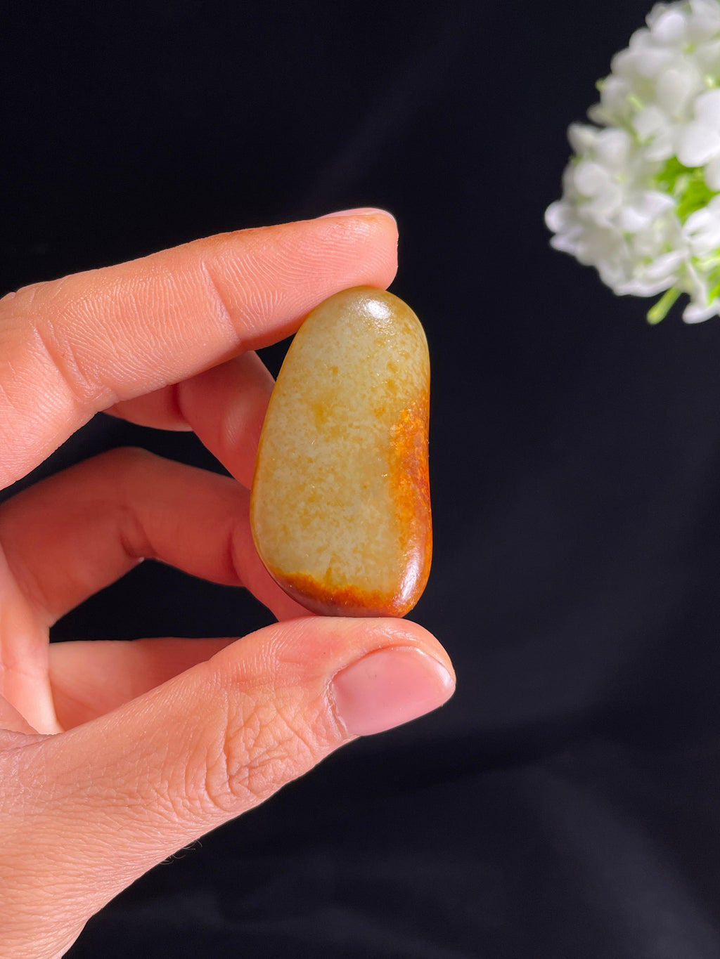 和田玉青白种洒金聚红籽料原石（yc265222）