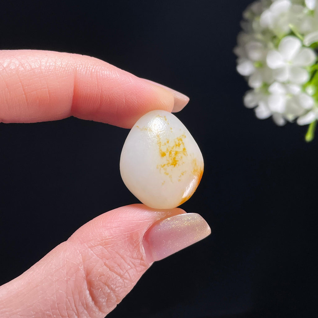 新疆天然和田玉白玉洒金皮聚红皮精品籽料（yc362955）