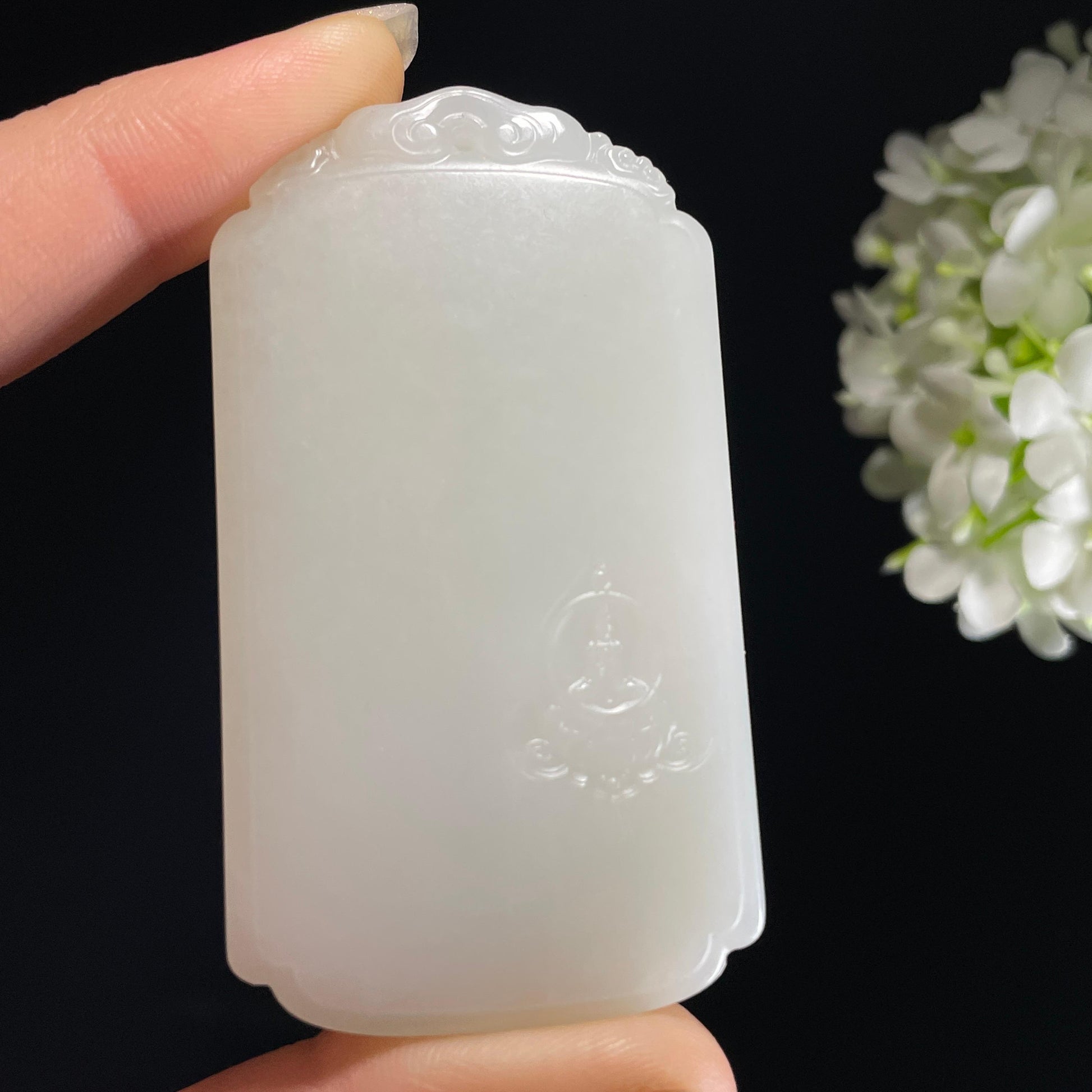 和田玉 “禅意素安白玉无事牌”（yc325435）