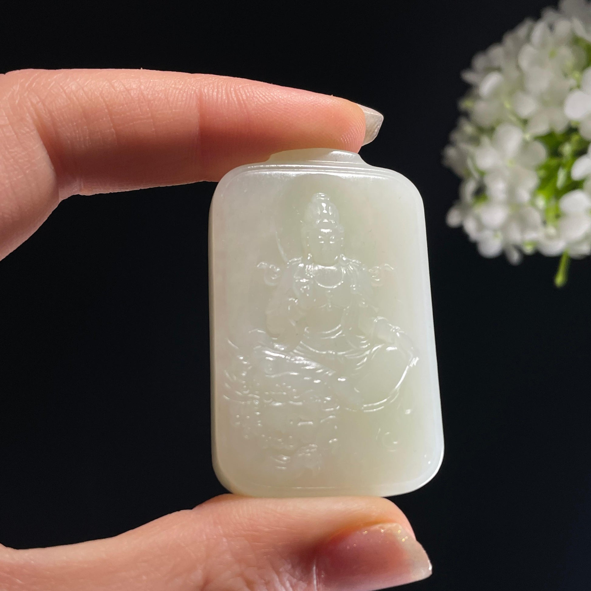 和田玉 “乘龙观音・护佑平安玉牌”（yc320183）