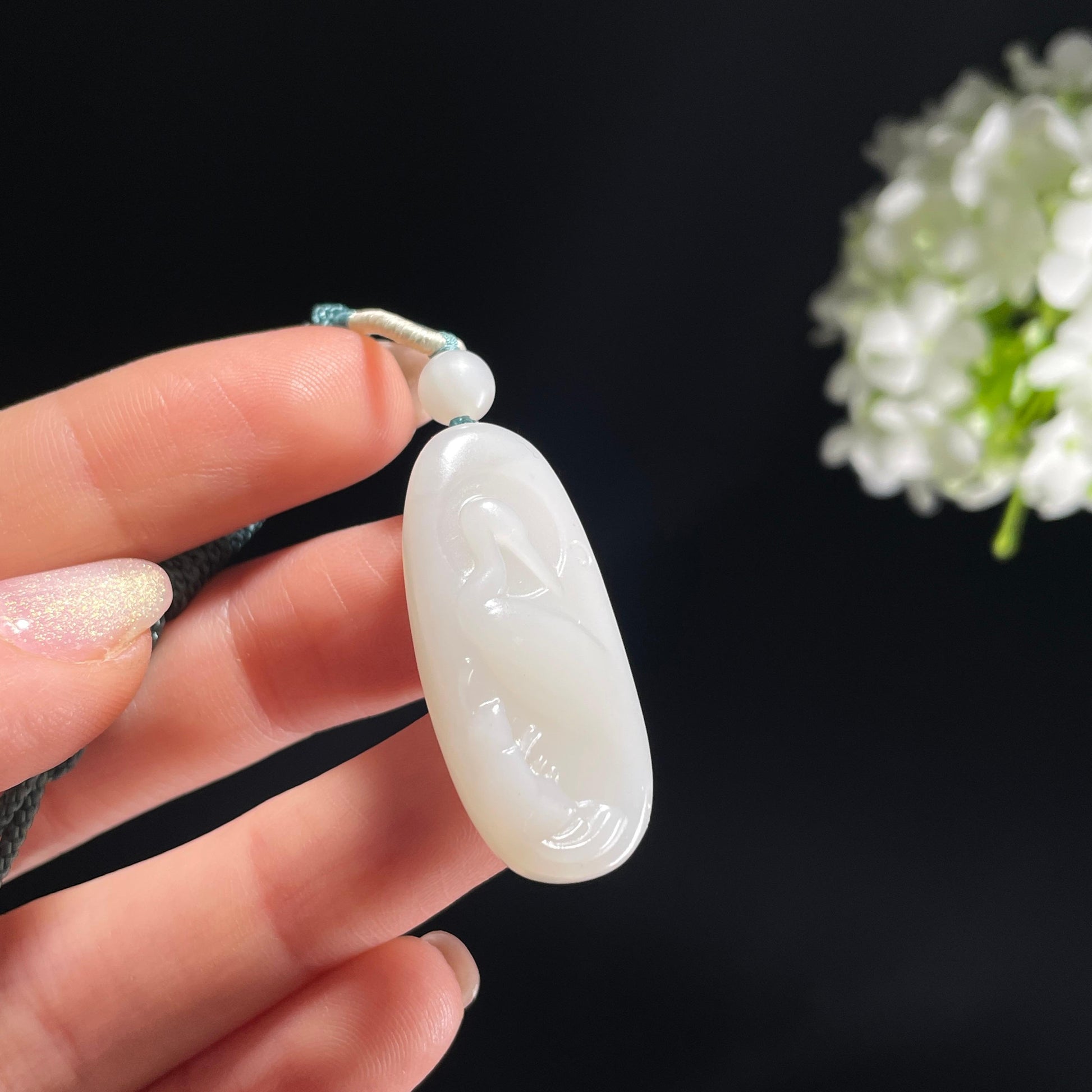 新疆天然和田玉白玉一路连科雕刻挂件（yc360338）