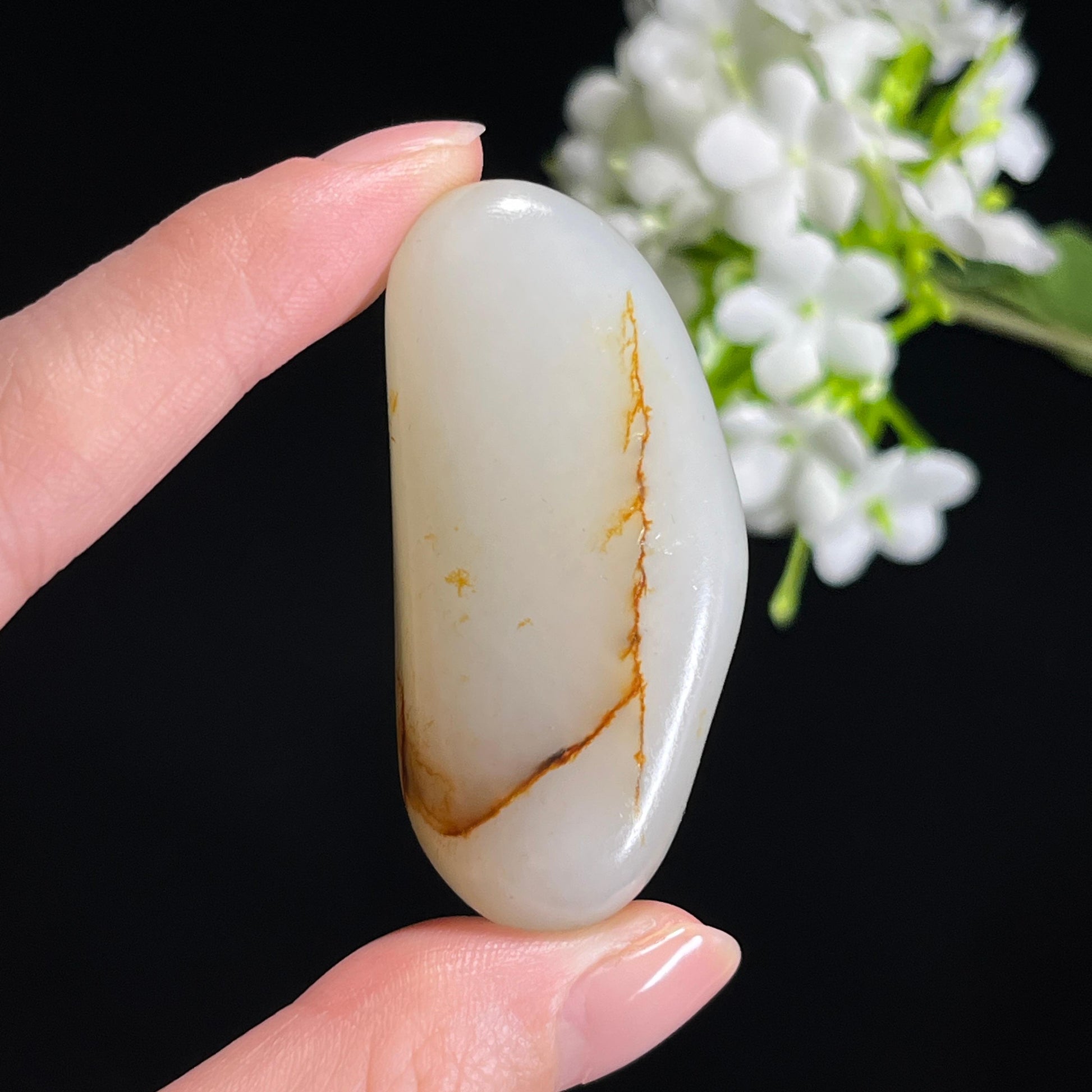 和田玉白玉“秋红漱玉”洒金聚红皮籽料（yc330147）