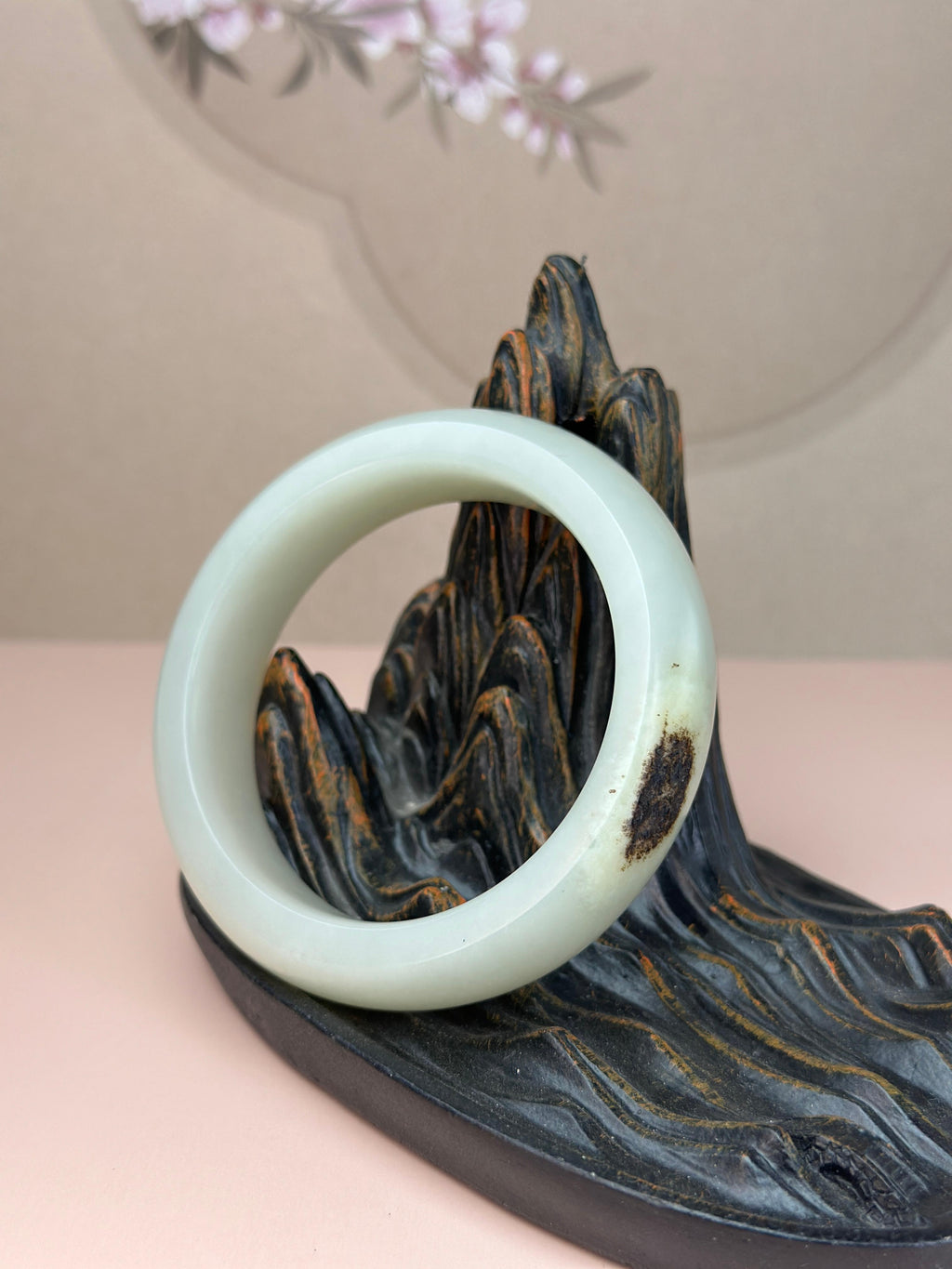 珍品和田玉黑皮白玉轮胎镯（卡56）（yc765221）