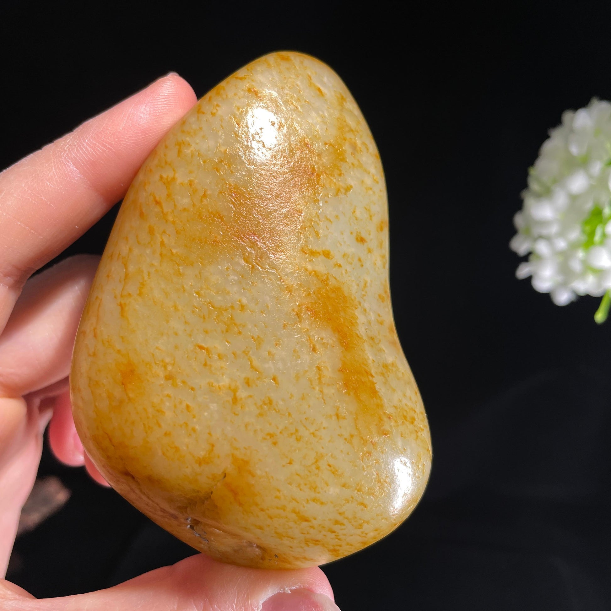 和田玉“金雨织秋”白玉通体洒金皮籽料（yc420575）