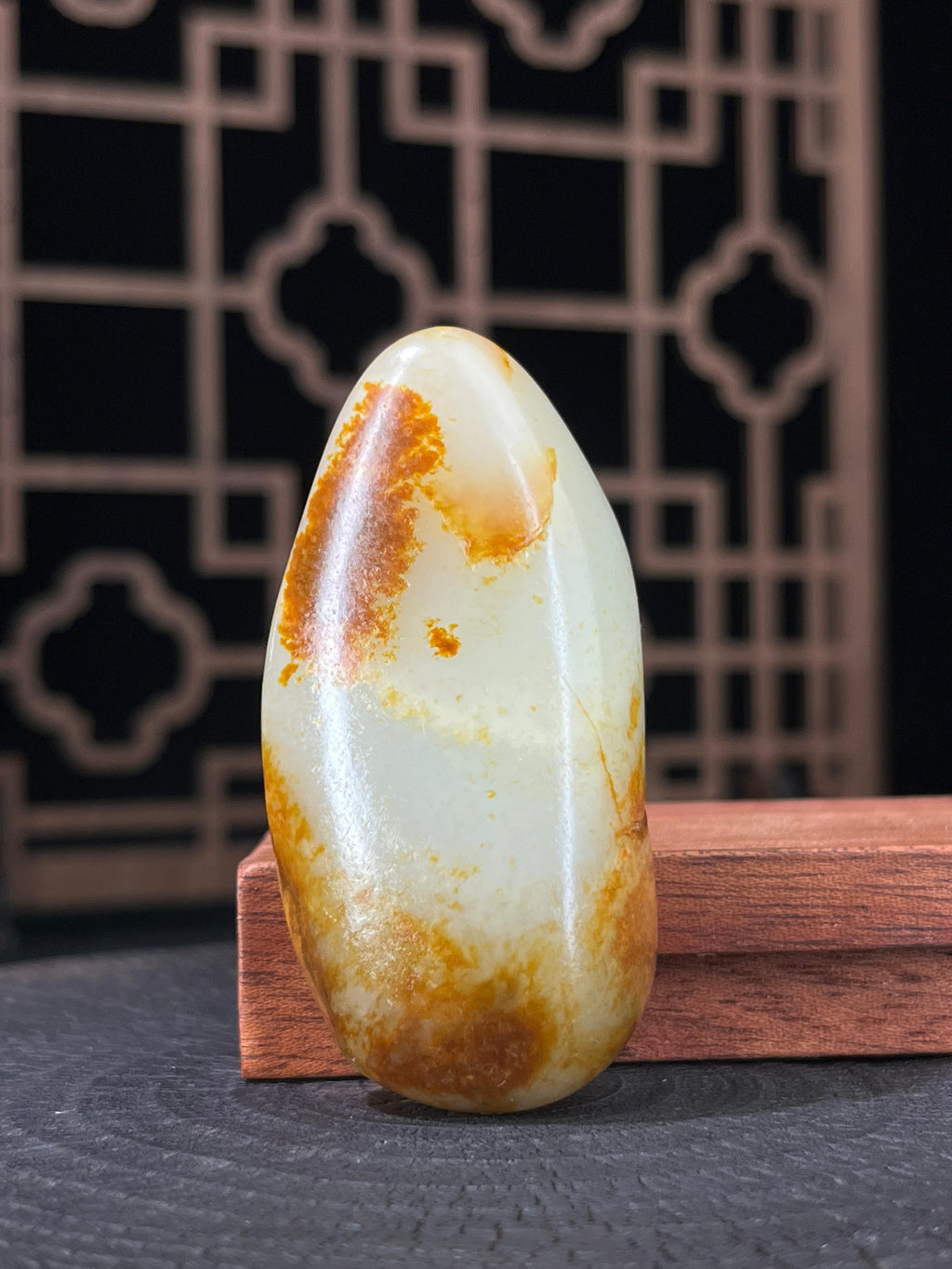 新疆和田玉白玉籽料原石聚红皮挂件2（yc233830）