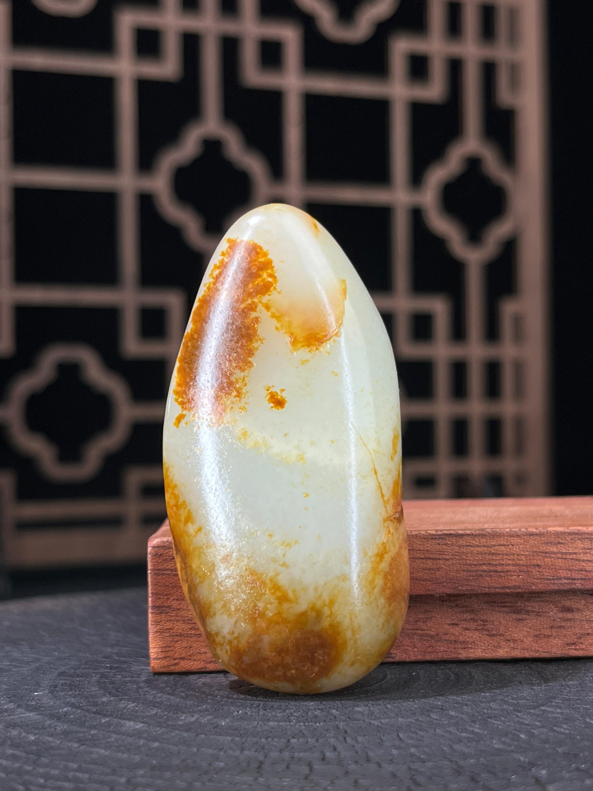 新疆和田玉白玉籽料原石聚红皮挂件2（yc233830）