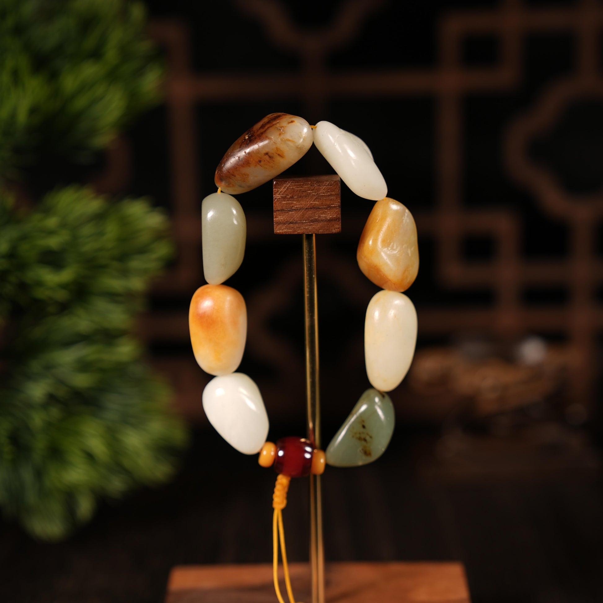 新疆天然和田玉多宝原籽手串（8颗）（yc455564）