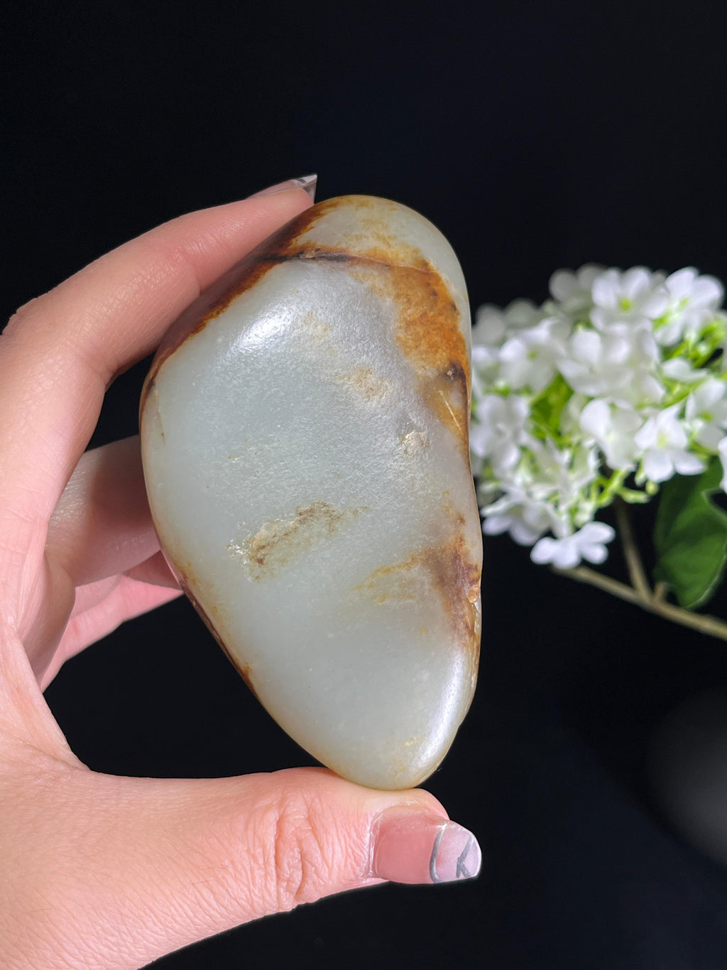 新疆和田玉红皮白玉籽料原石手把件（yc250185）