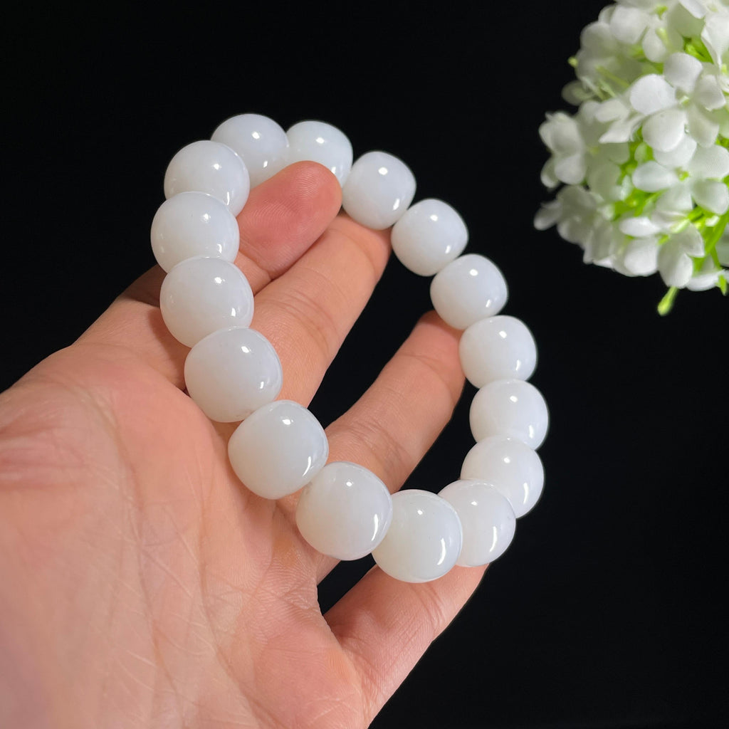 和田玉白玉老型珠手串（yc338111）