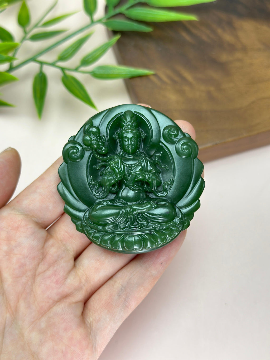 珍品和田玉碧玉双面圆牌挂件（yc767559）